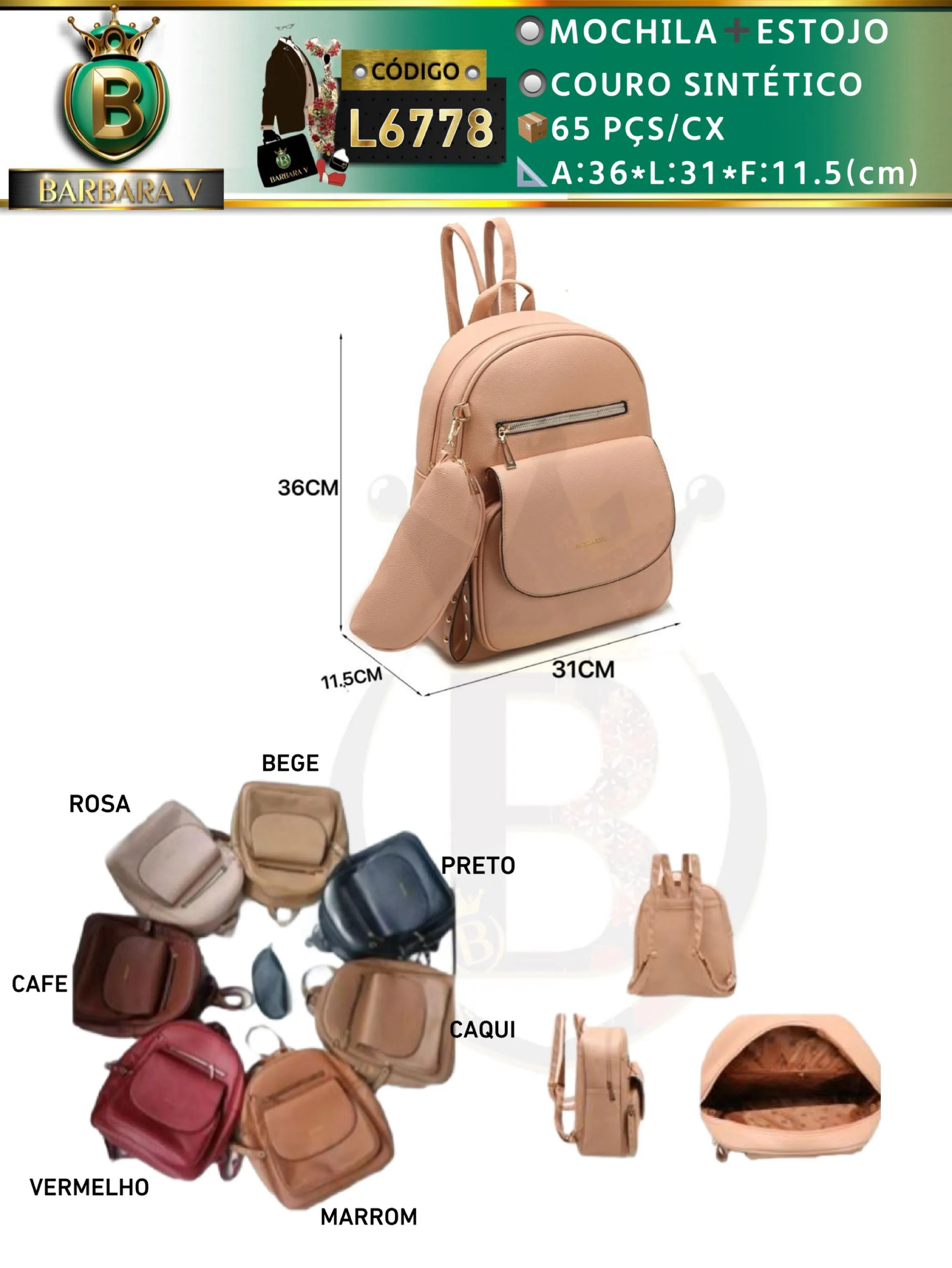 BARBARA V BOLSAS/mochila com estojo(L6778)