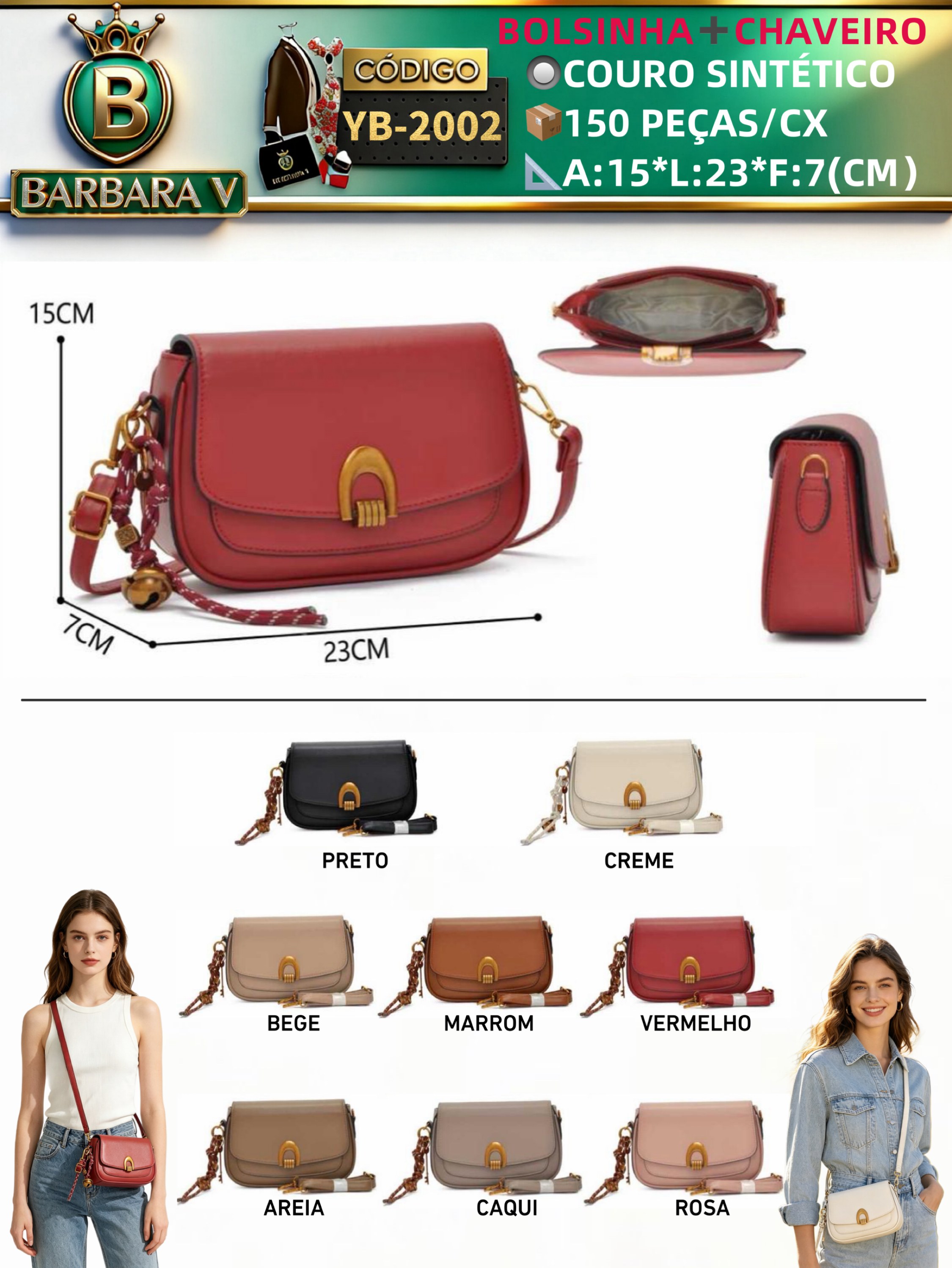 BARBARA B BOLSAS/bolsinha feminina com chaveiro(YB-2002)