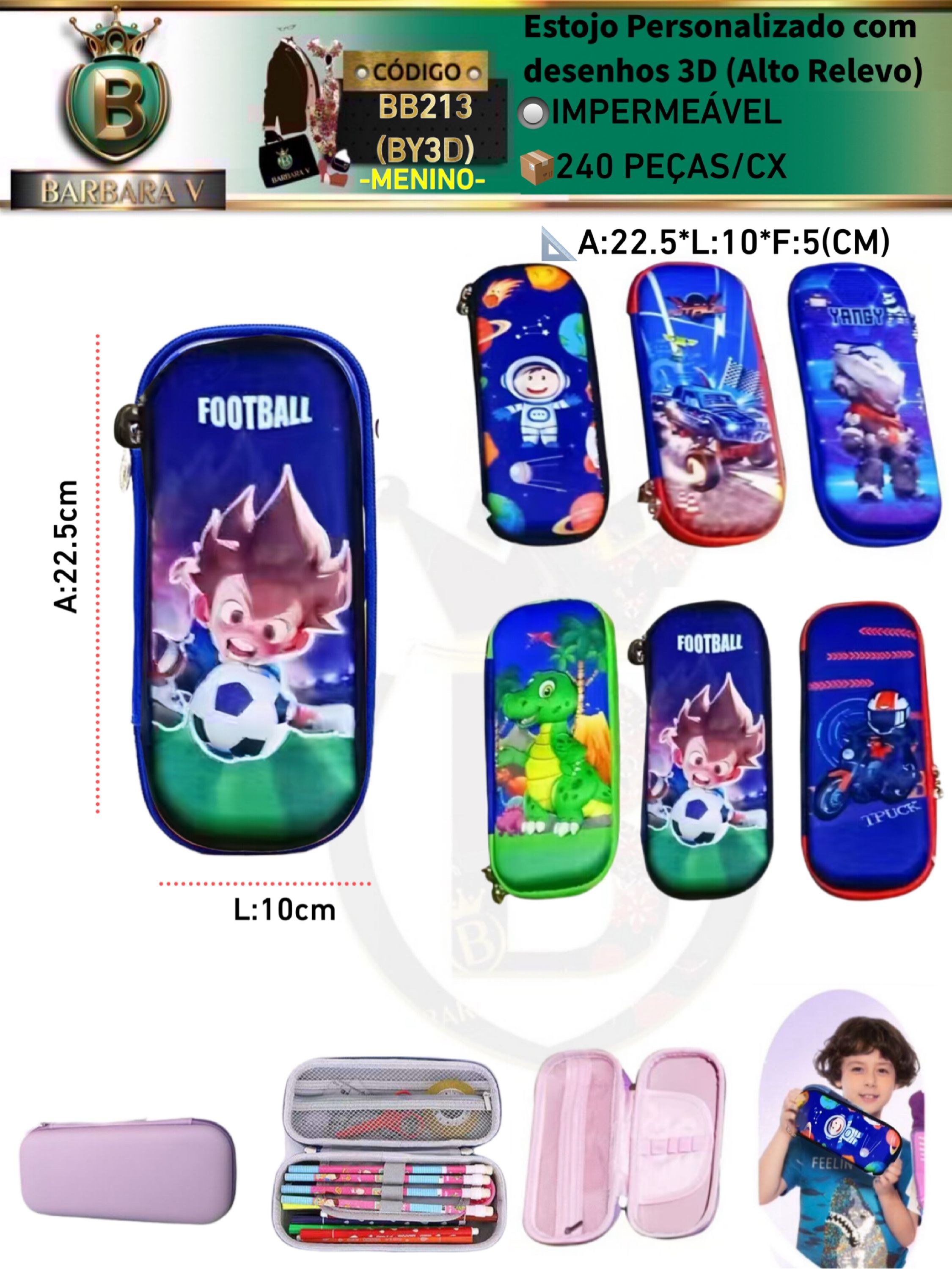 Estojo 2 pçs tampa aleatório desenhos 3D-MENINO (BB213)