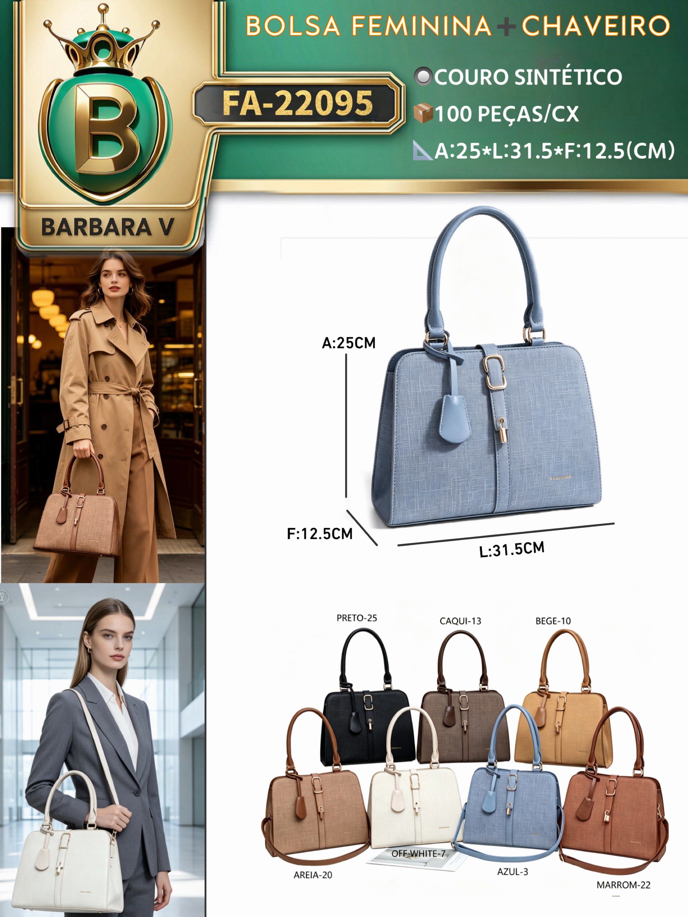 BARBARA V BOLSAS/bolsa feminina com chaveiro (FA-22095)