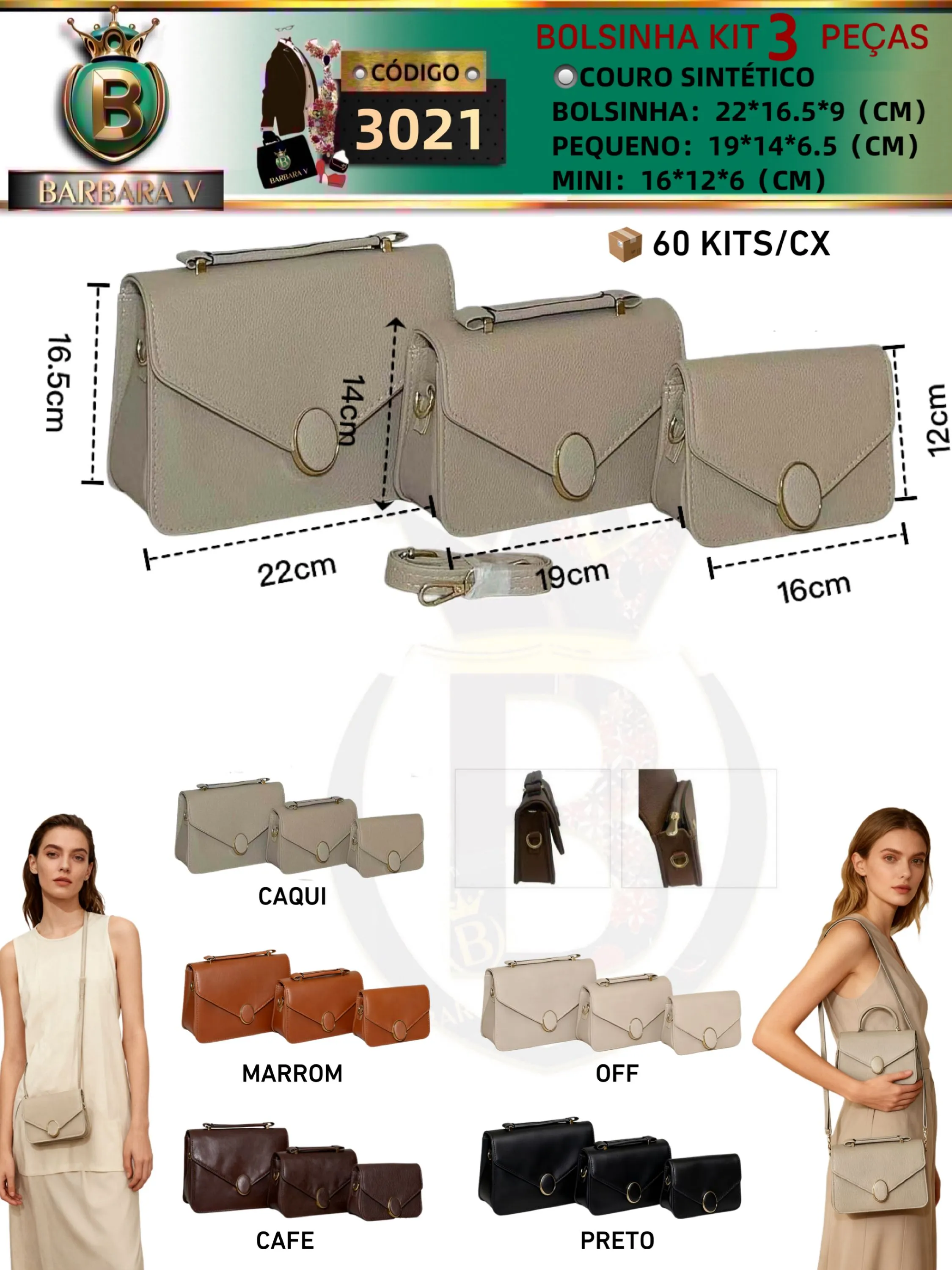 BARBARA V BOLAS/KIT BOLSINHA 3 peças(3021)