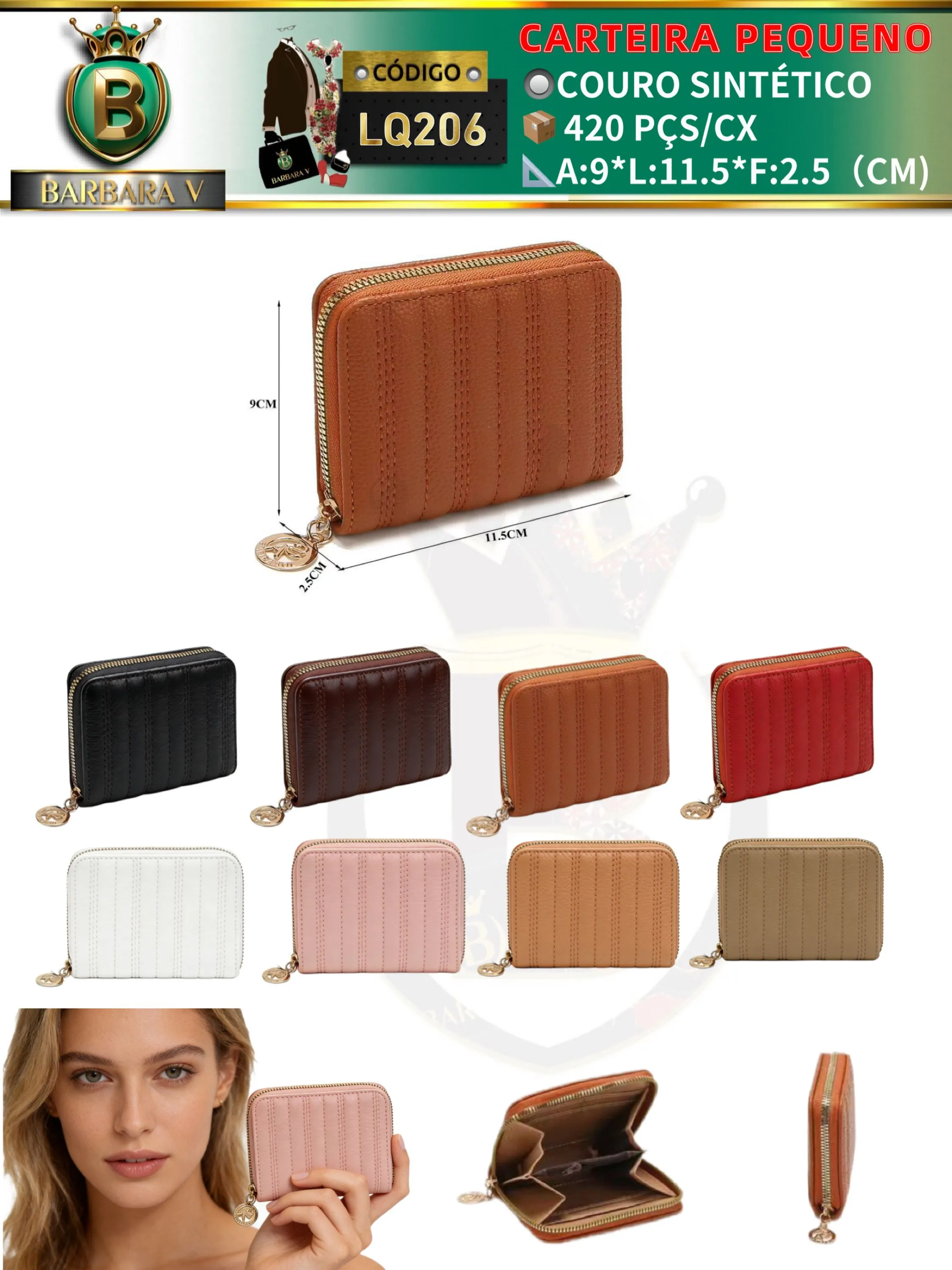 carteira pequeno feminina 2 peças cor aleatório (LQ206)