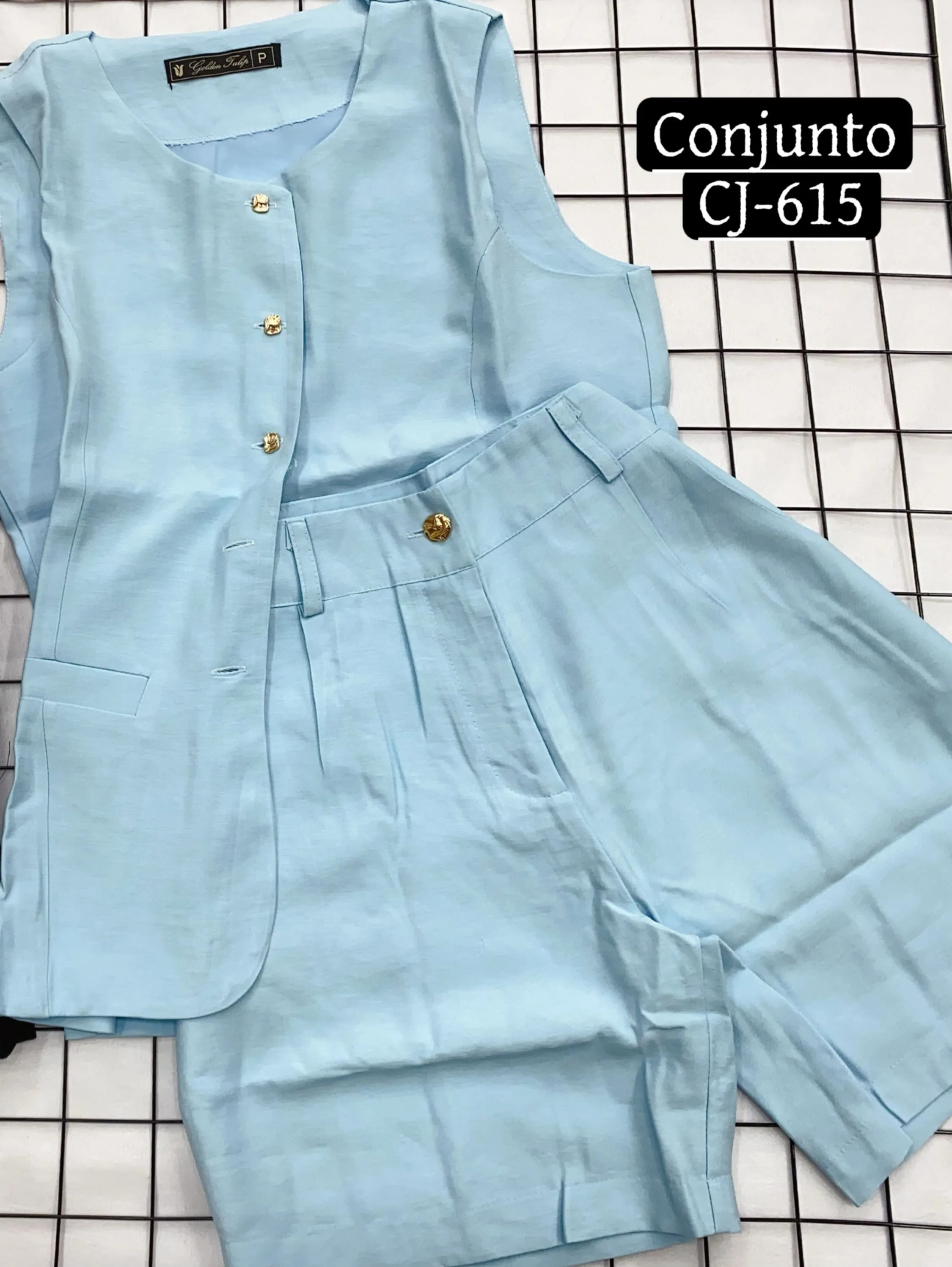 Conjunto colete e short de marrant feminino CJ-615