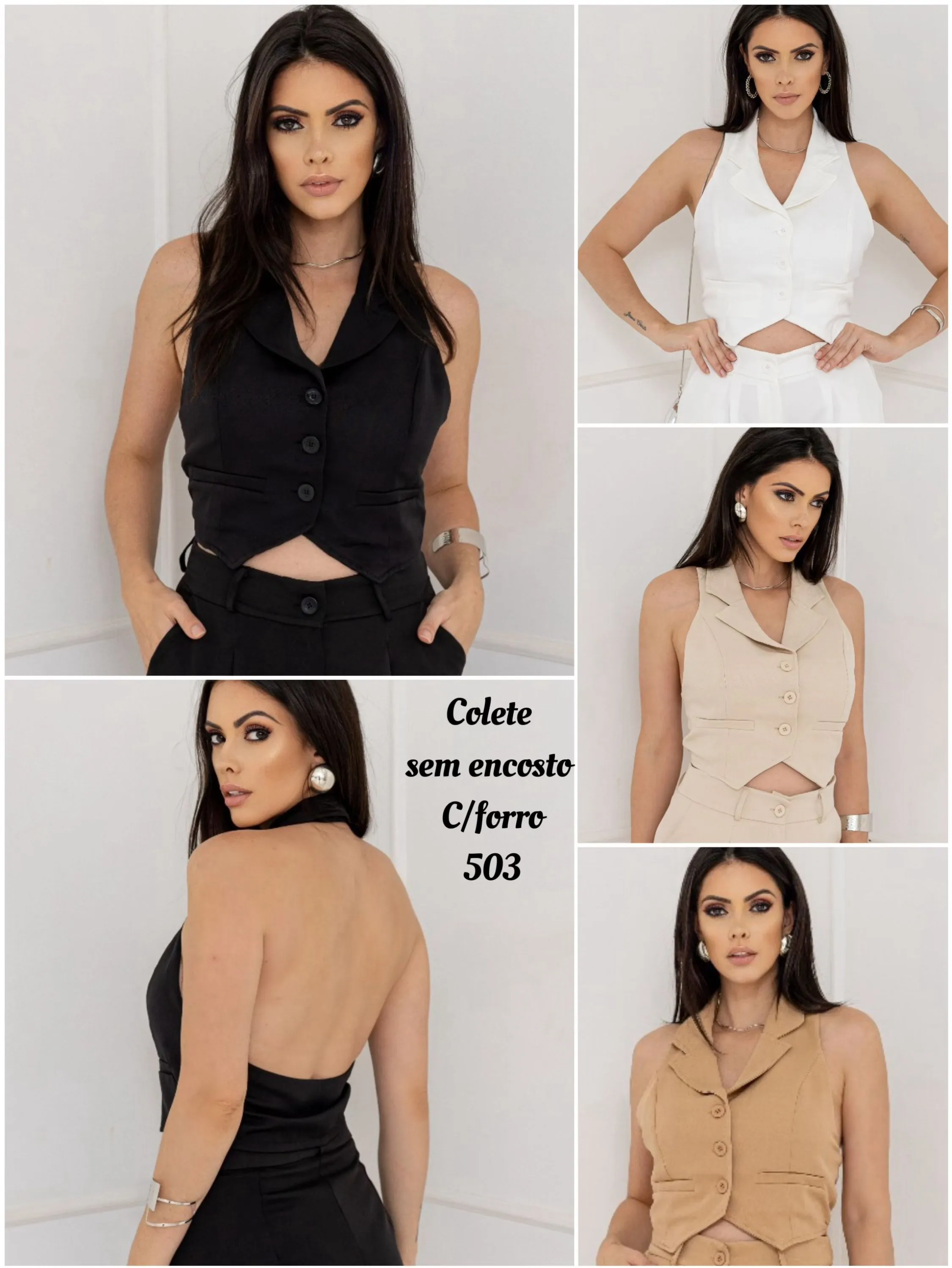 Colete feminino sem encosto com botões #CL 503