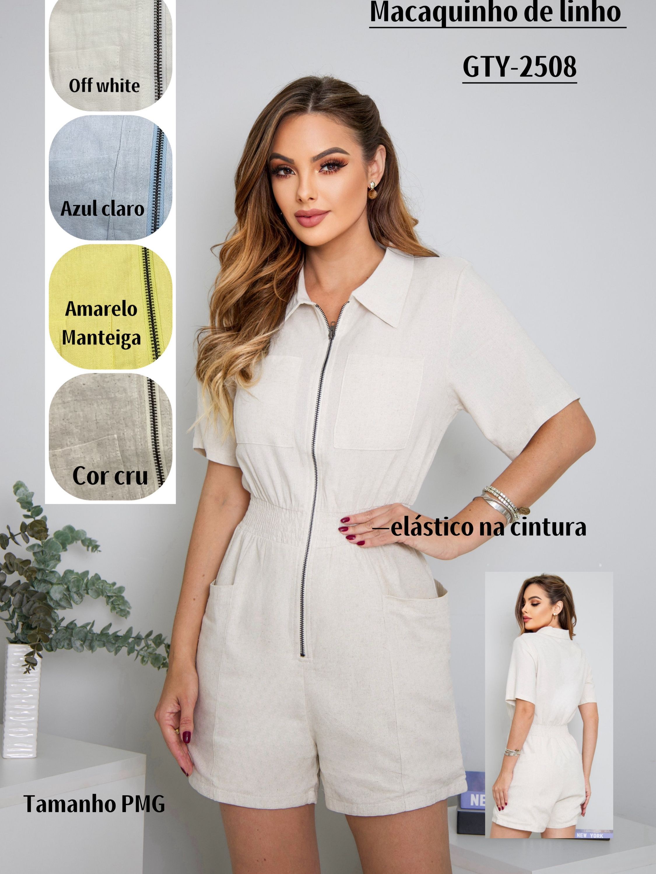 Macaquinho de linho feminino GTD-2508