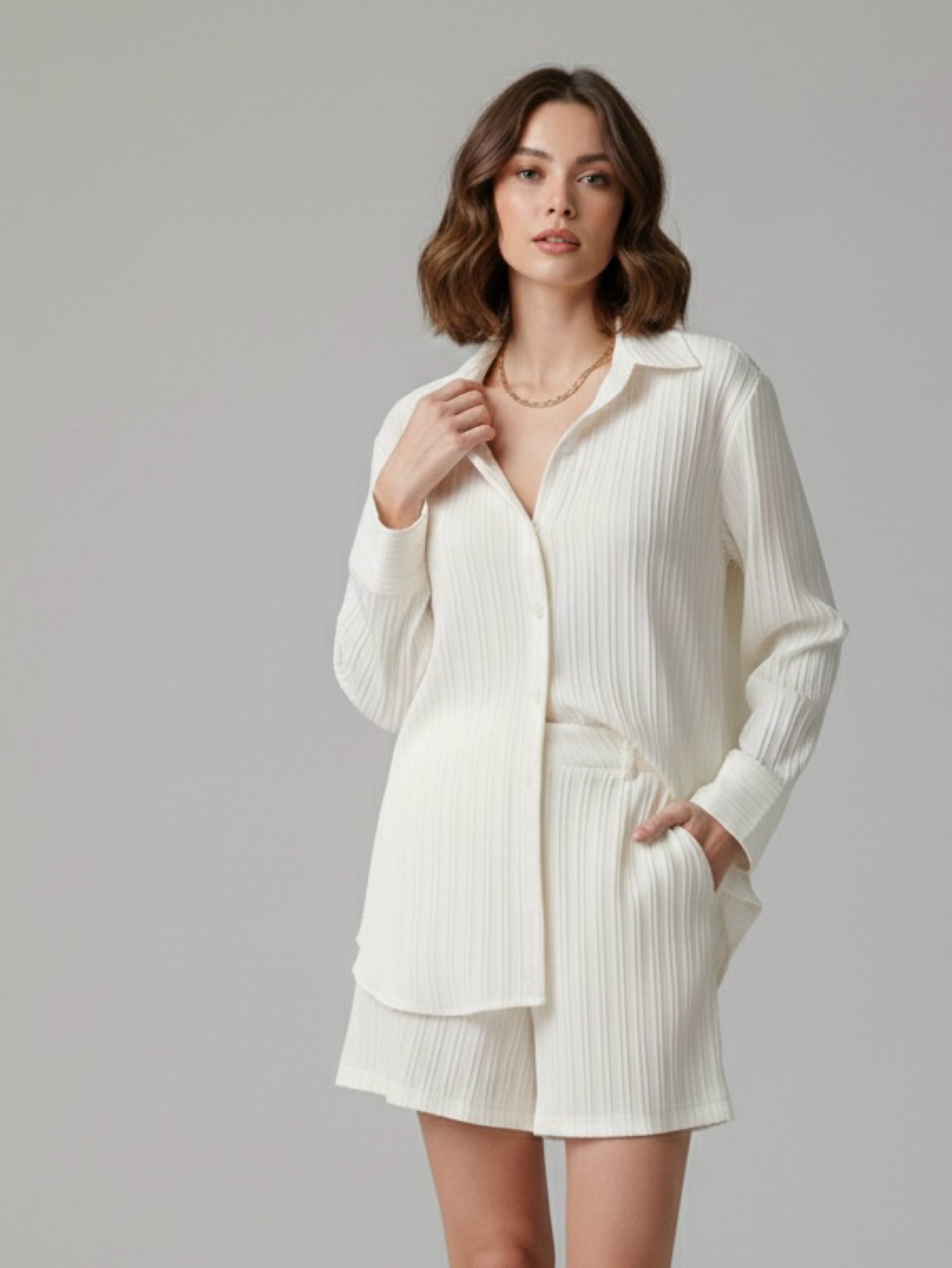 Conjunto feminino camisa e short premium S-2618