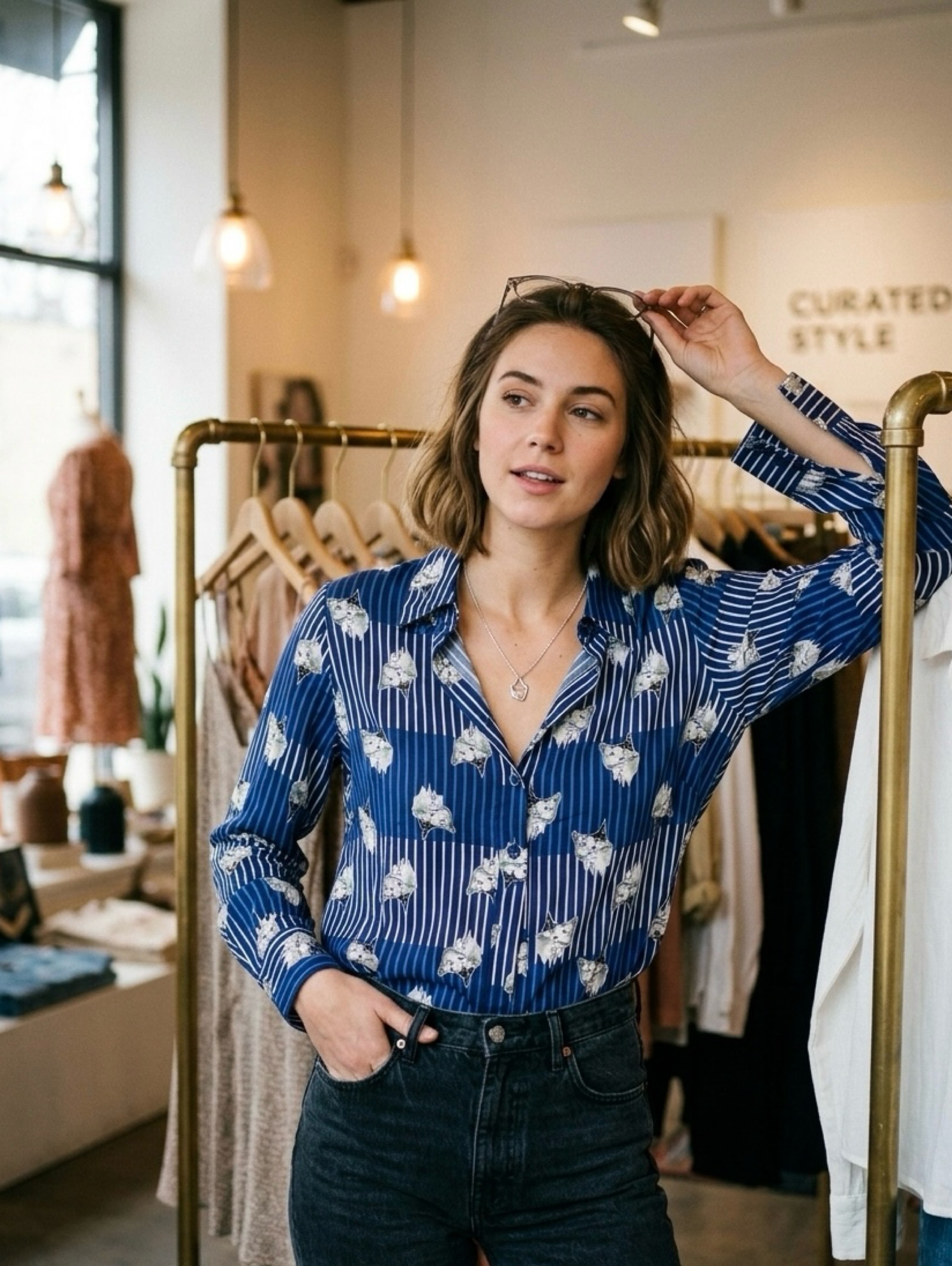 Camisa feminina de estampada GT-1080