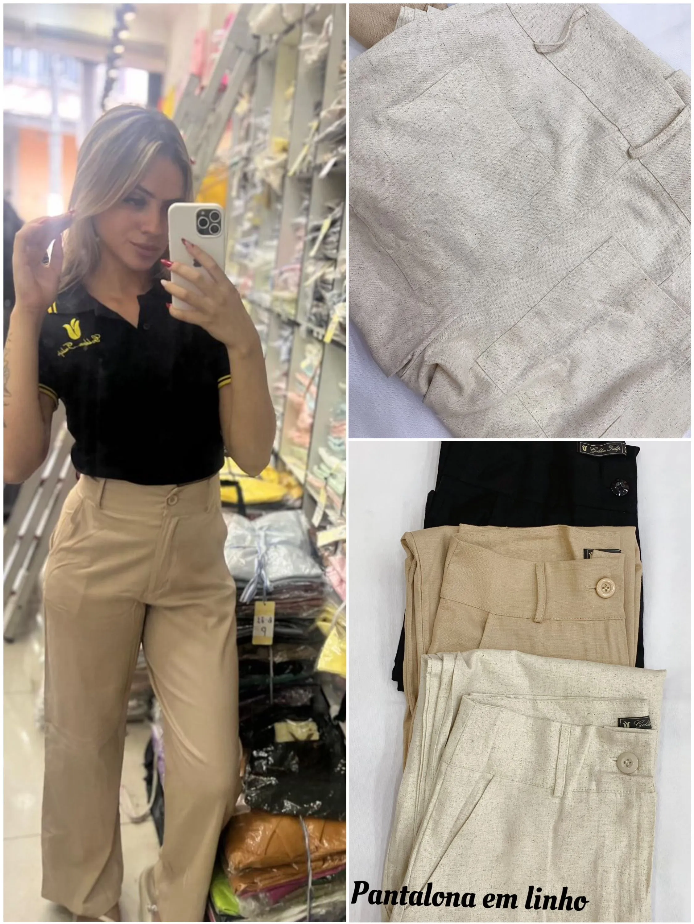 Calca Pantalona feminino em linho