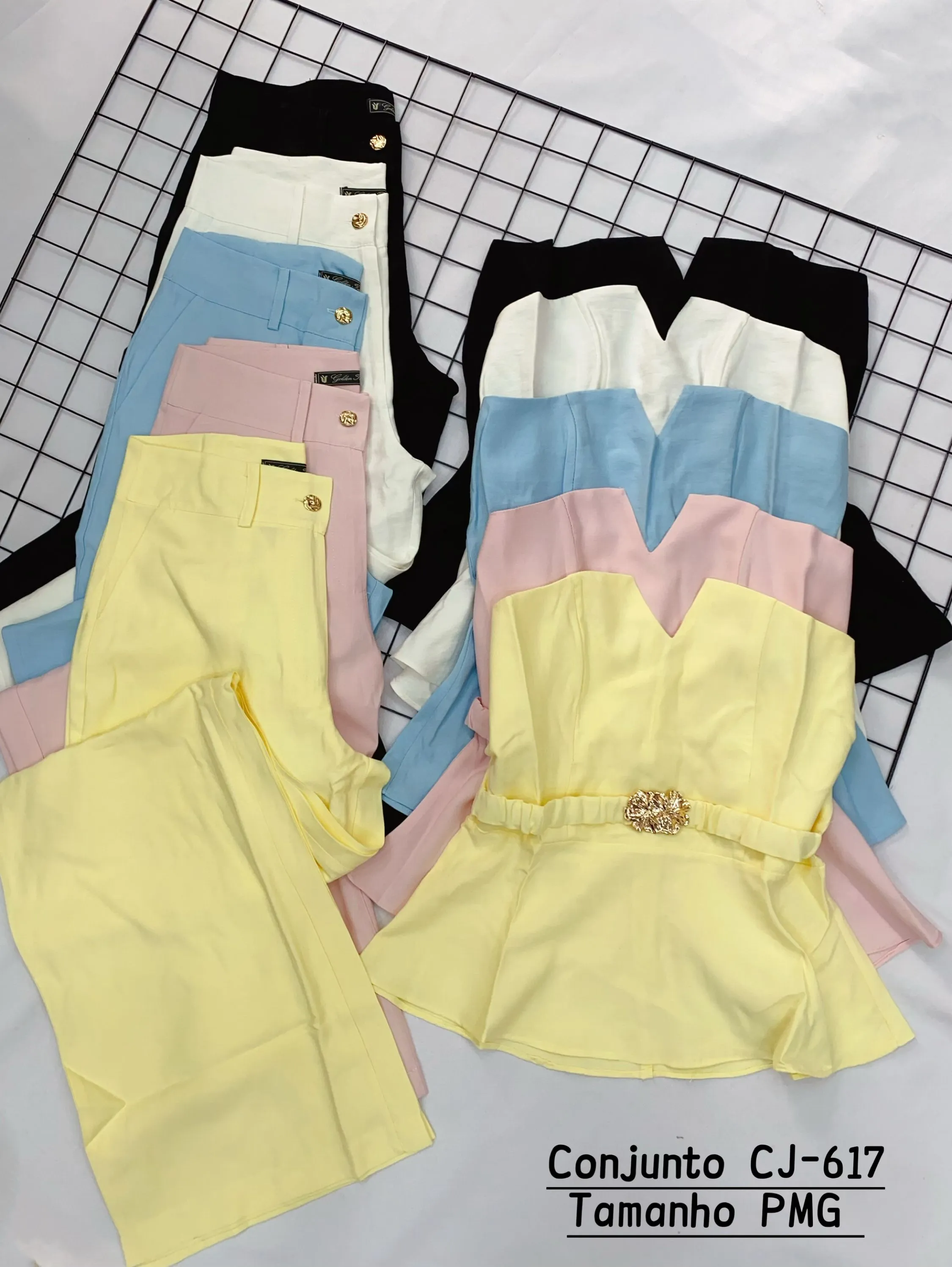 Conjunto tomara que caia e pantalona CJ-617