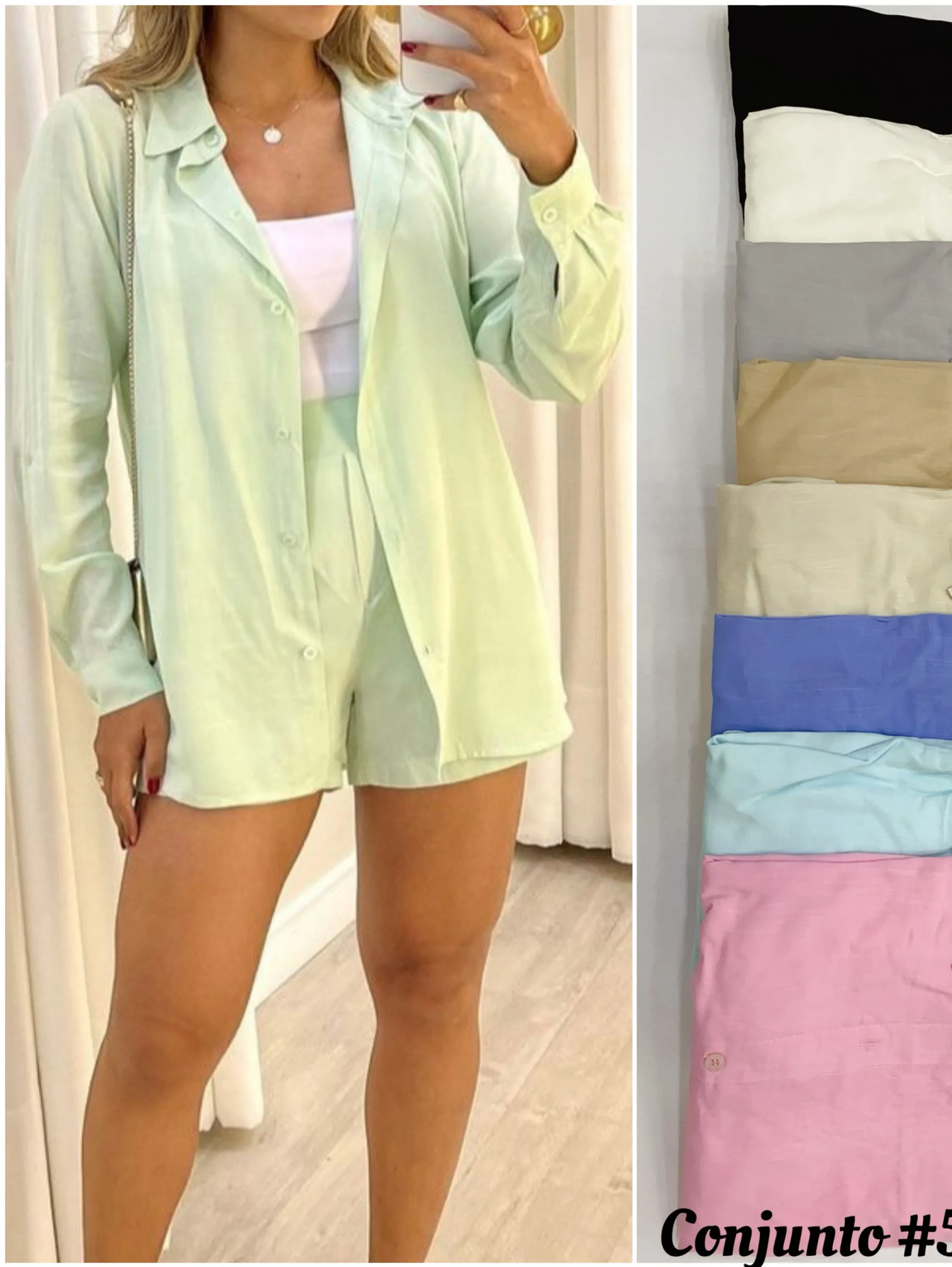 Conjunto feminino camisa oversized e short C/forro #505