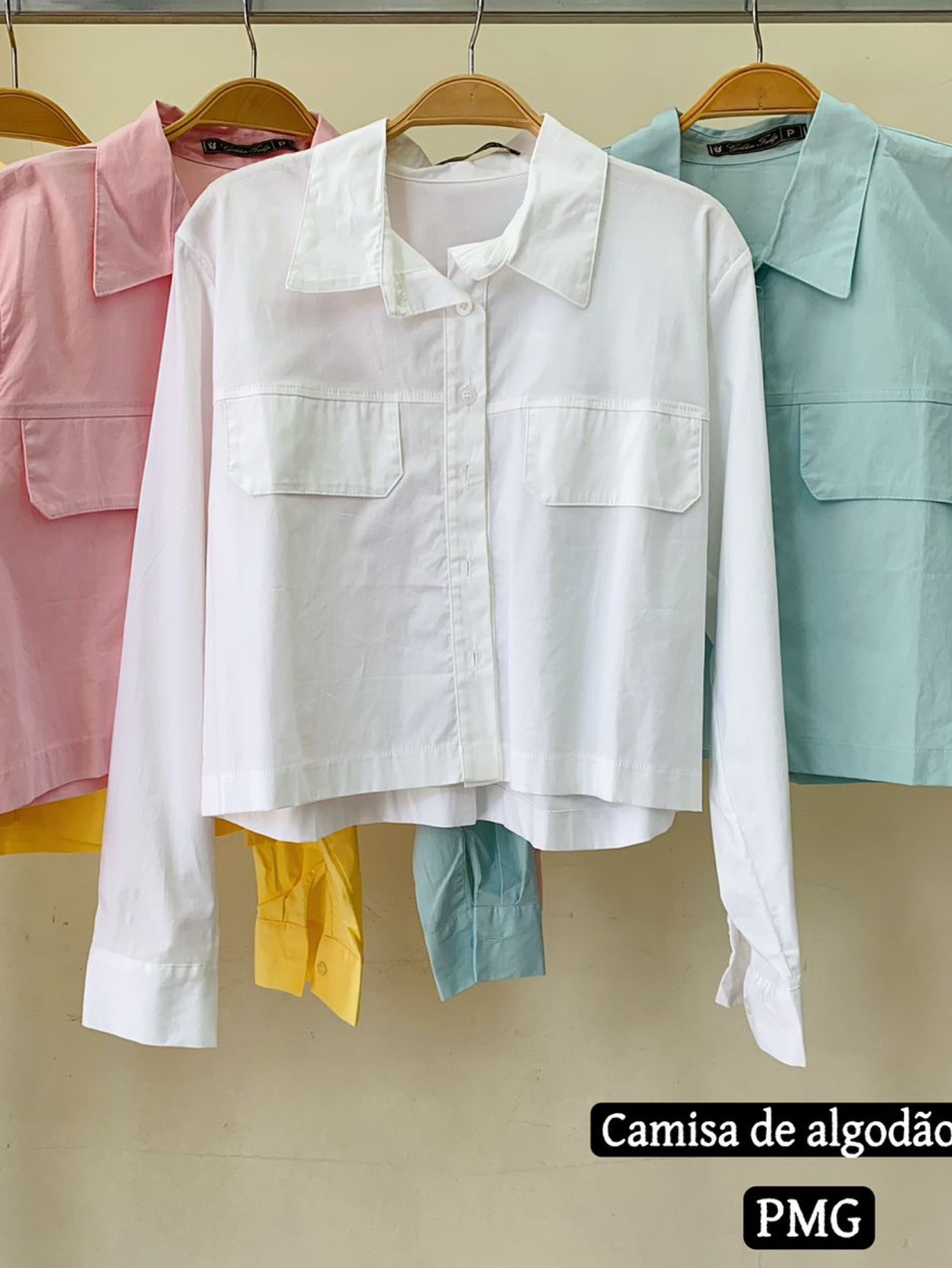 Camisa curta manga longa feminina mimius moda