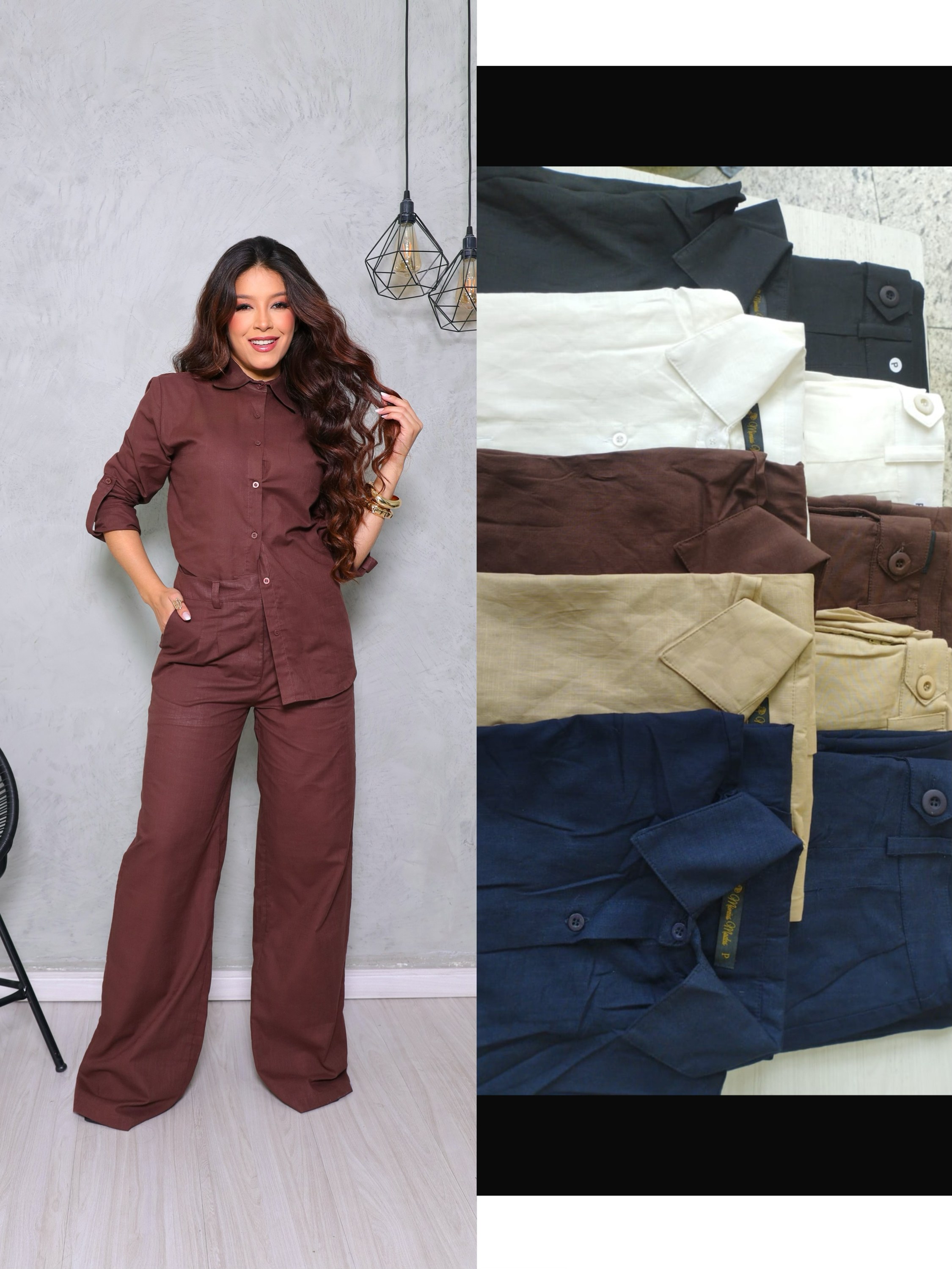 Conjunto camisa e calca linho feminina MÍMIUS moda