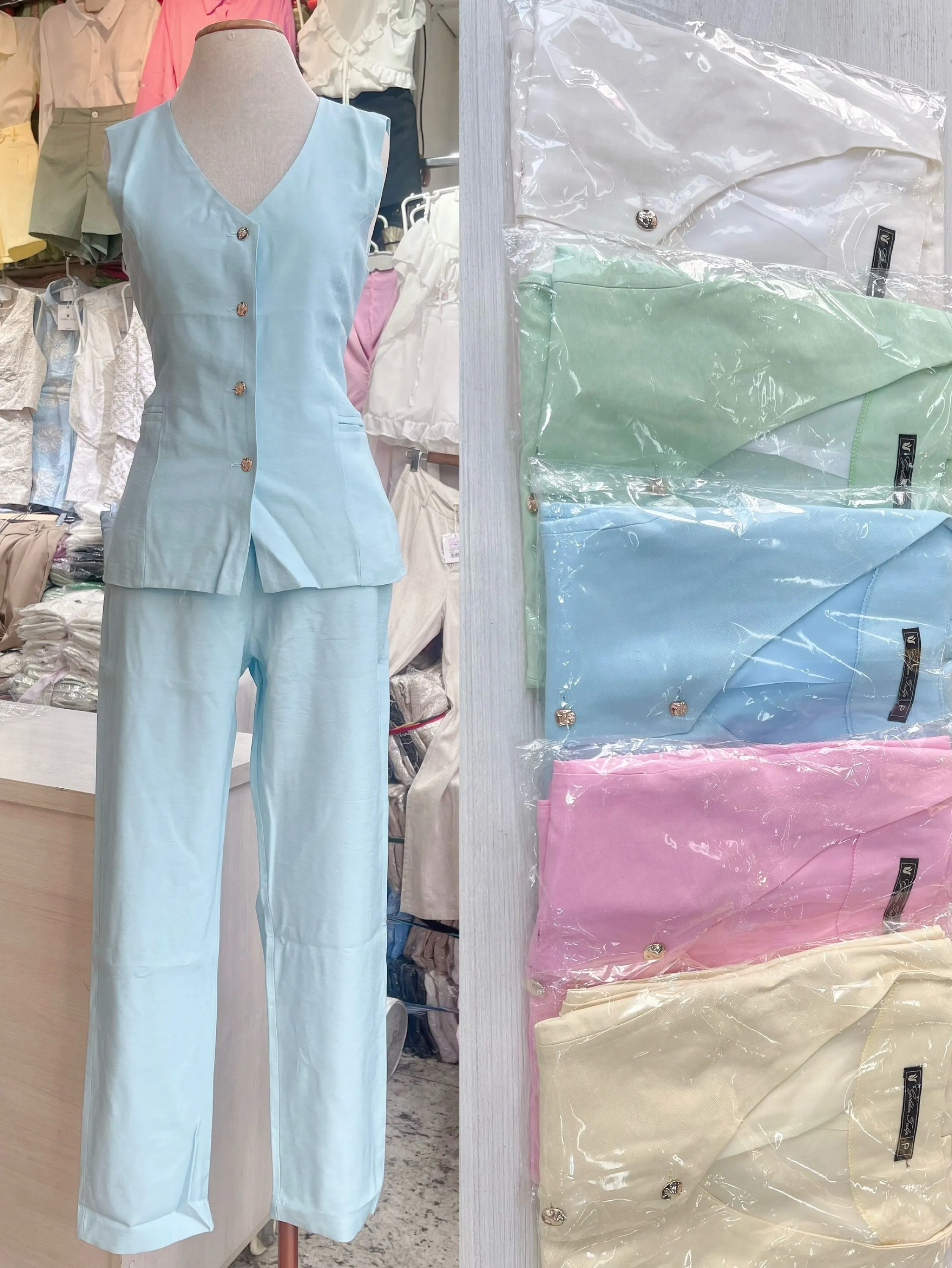Conjunto colete e calça marrant feminina mimius moda