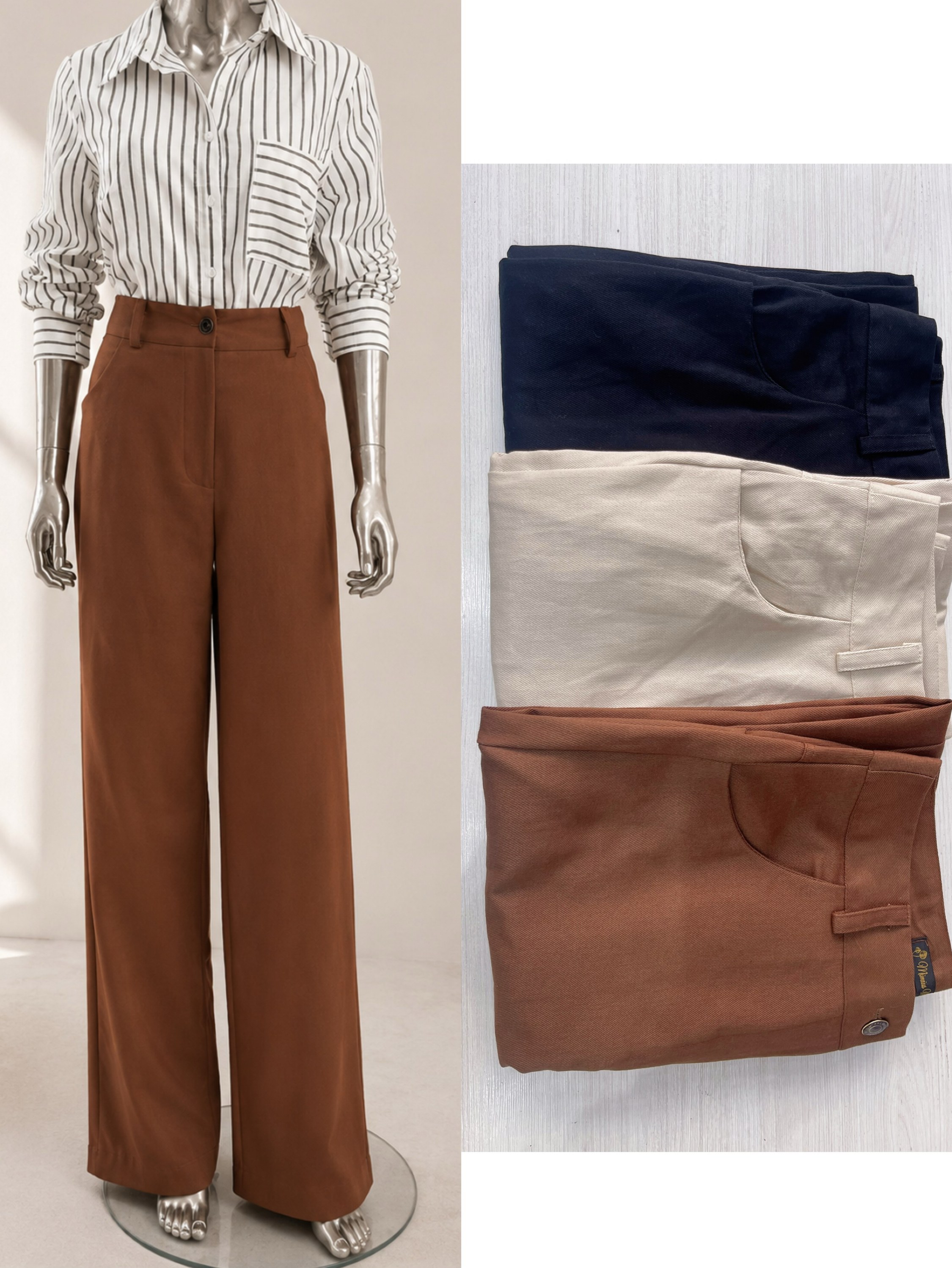 Calça pantalona de sarja feminina MÍMIUS moda