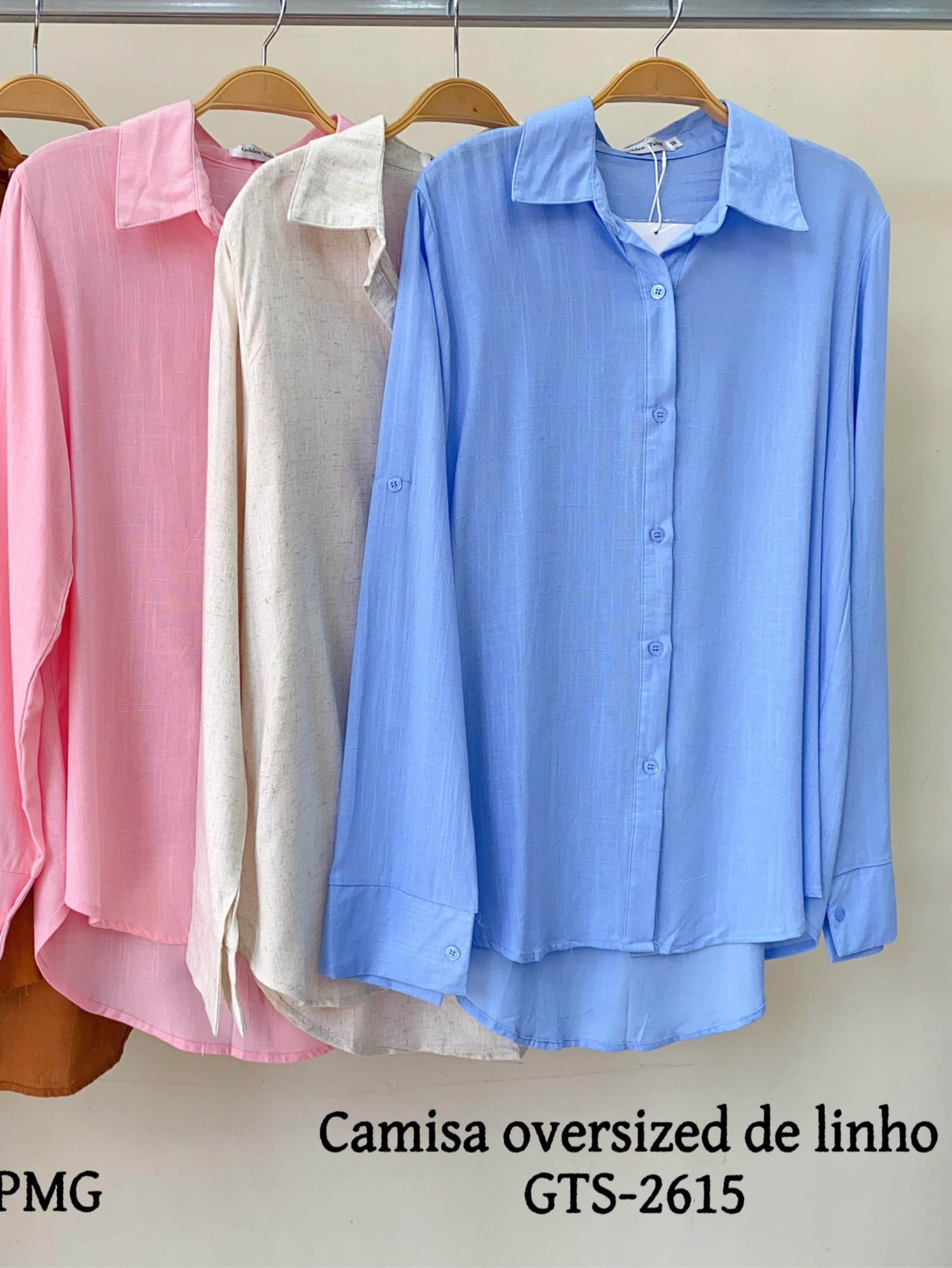 Camisa liso linho manga longa feminina MÍMIUS moda