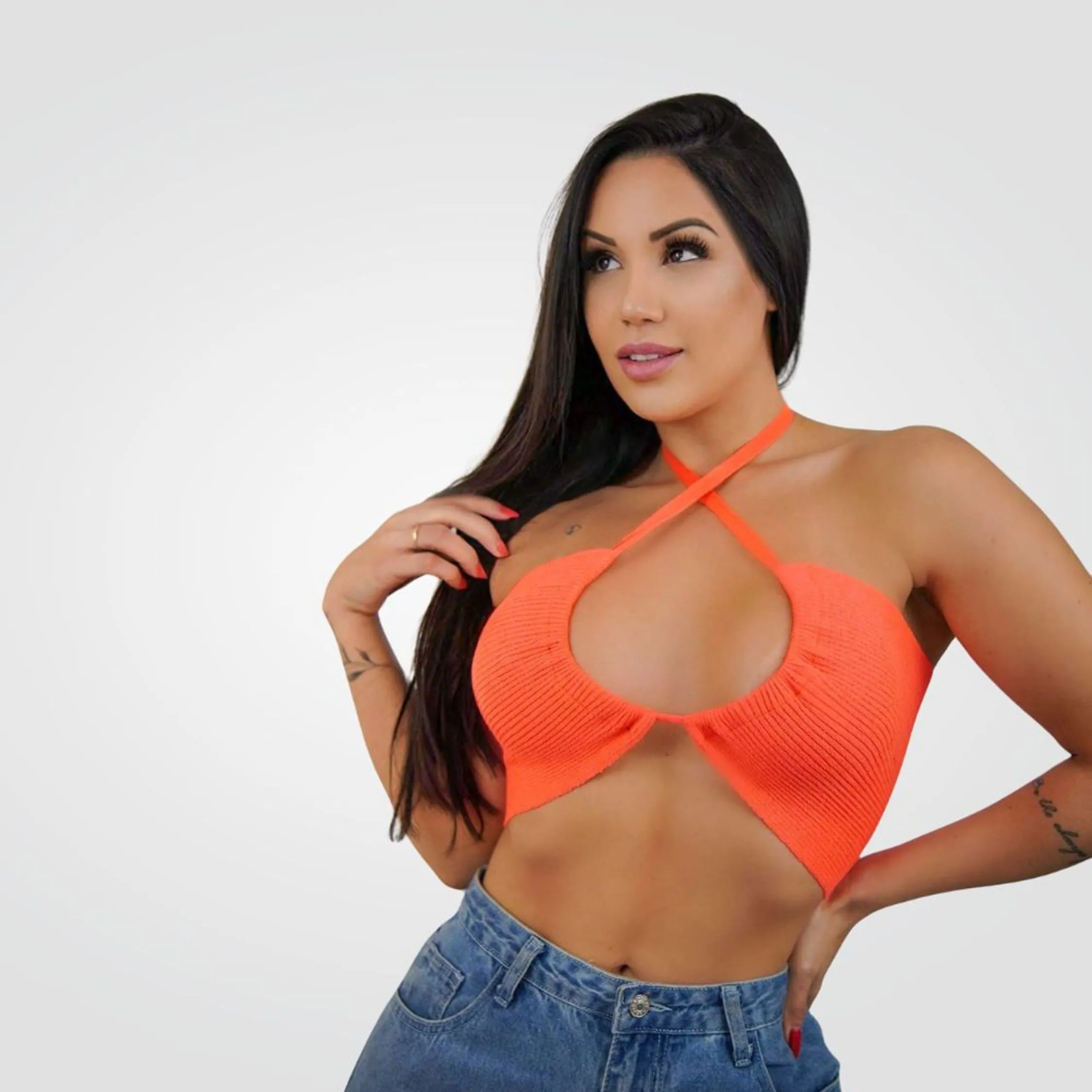 Cropped Multiformas Laranja Bello Bronze