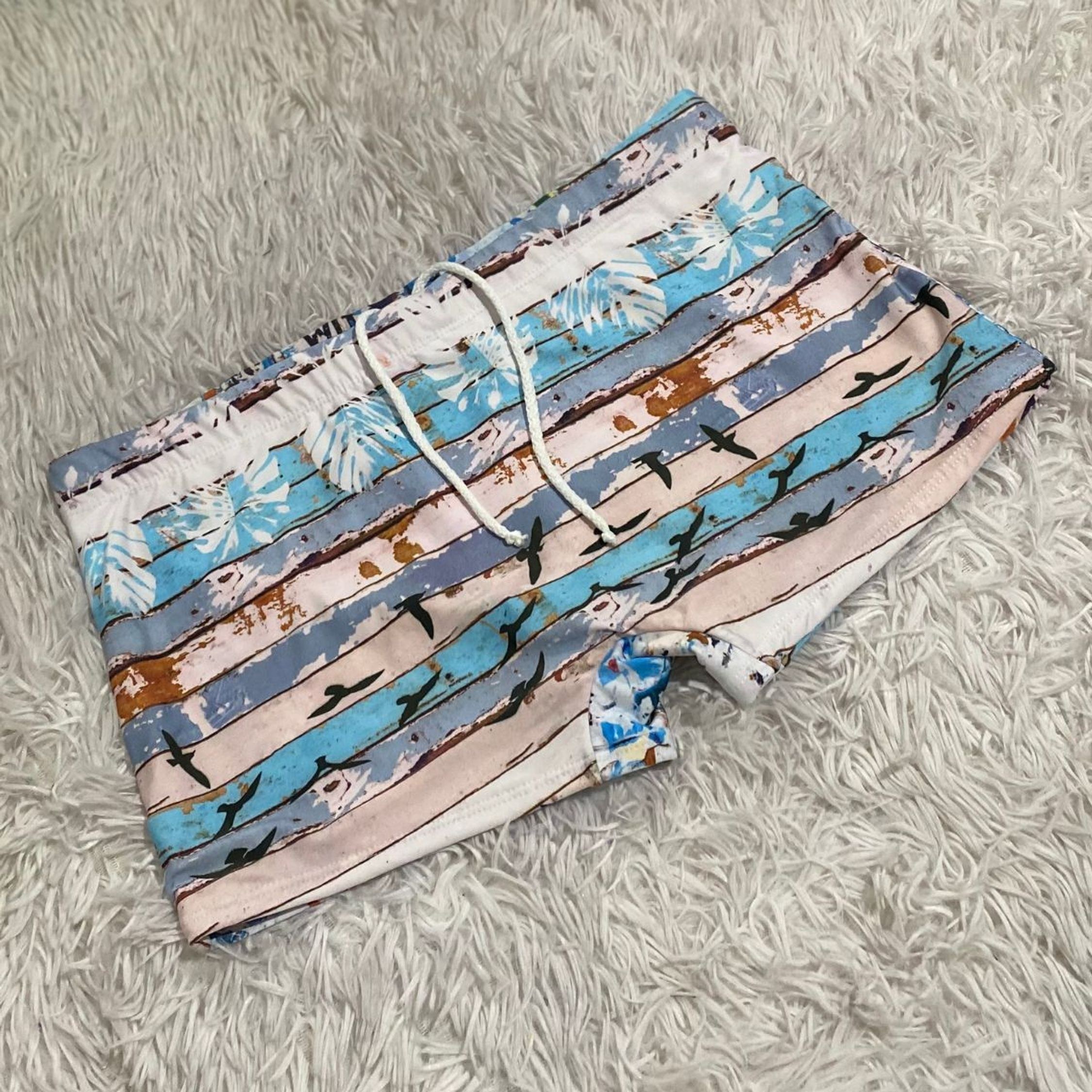 Sunga Adulto Listras Com Pássaros Estampa 33 Bello Bronze