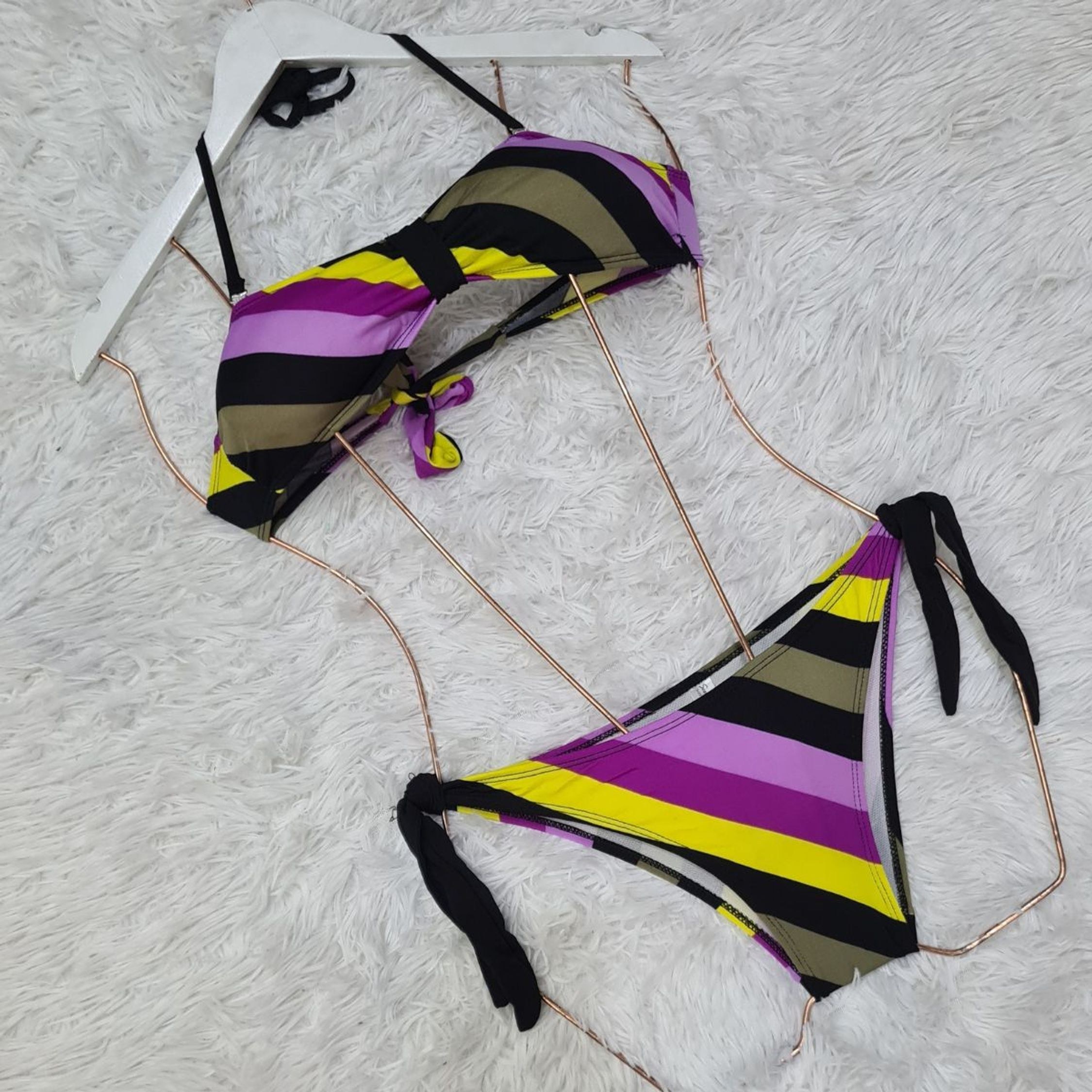 Biquíni Infanto Juvenil Listrado Roxo Coleção 2023