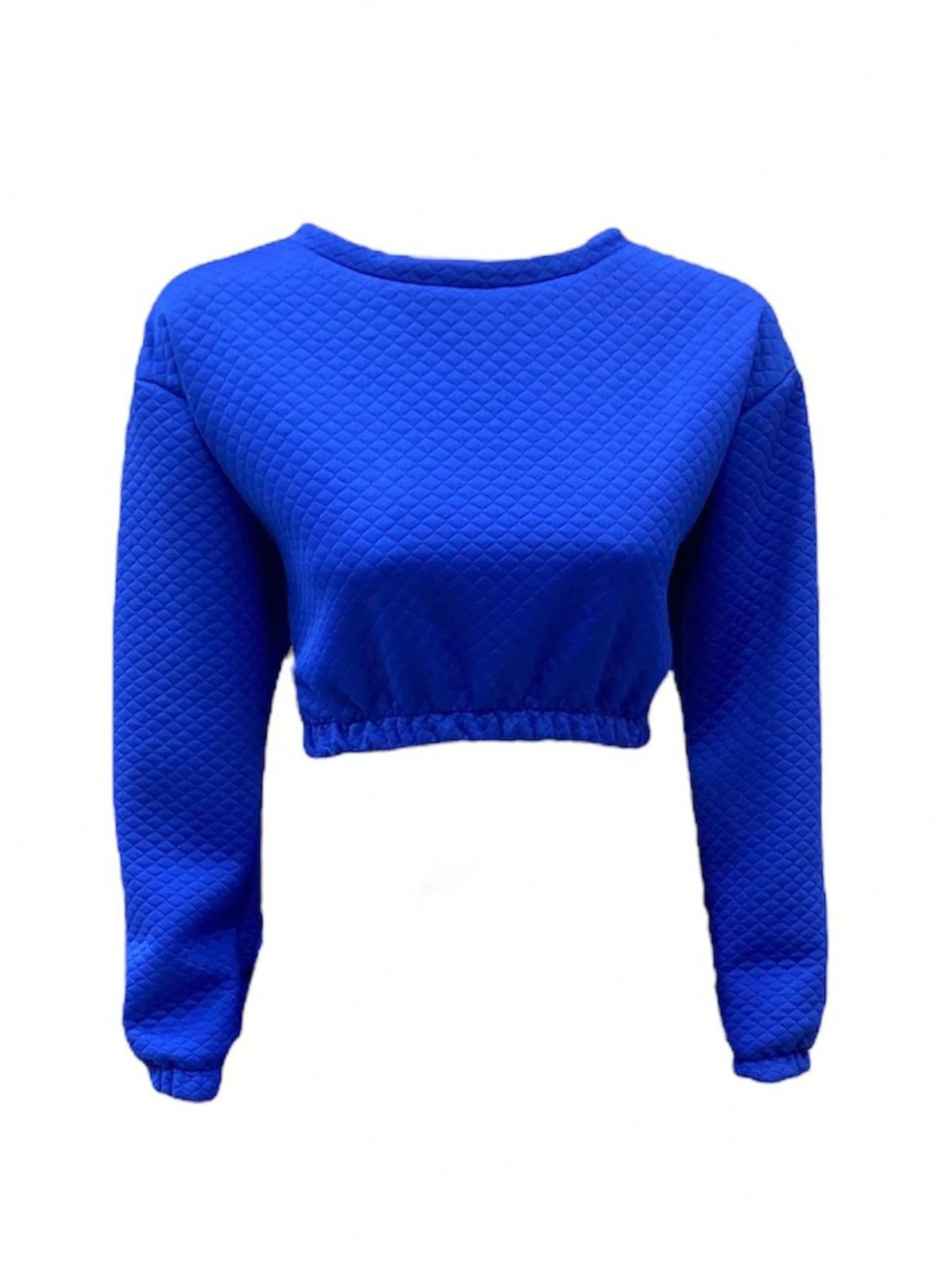 Blusa Cropped Manga Longa Azul Bello Bronze