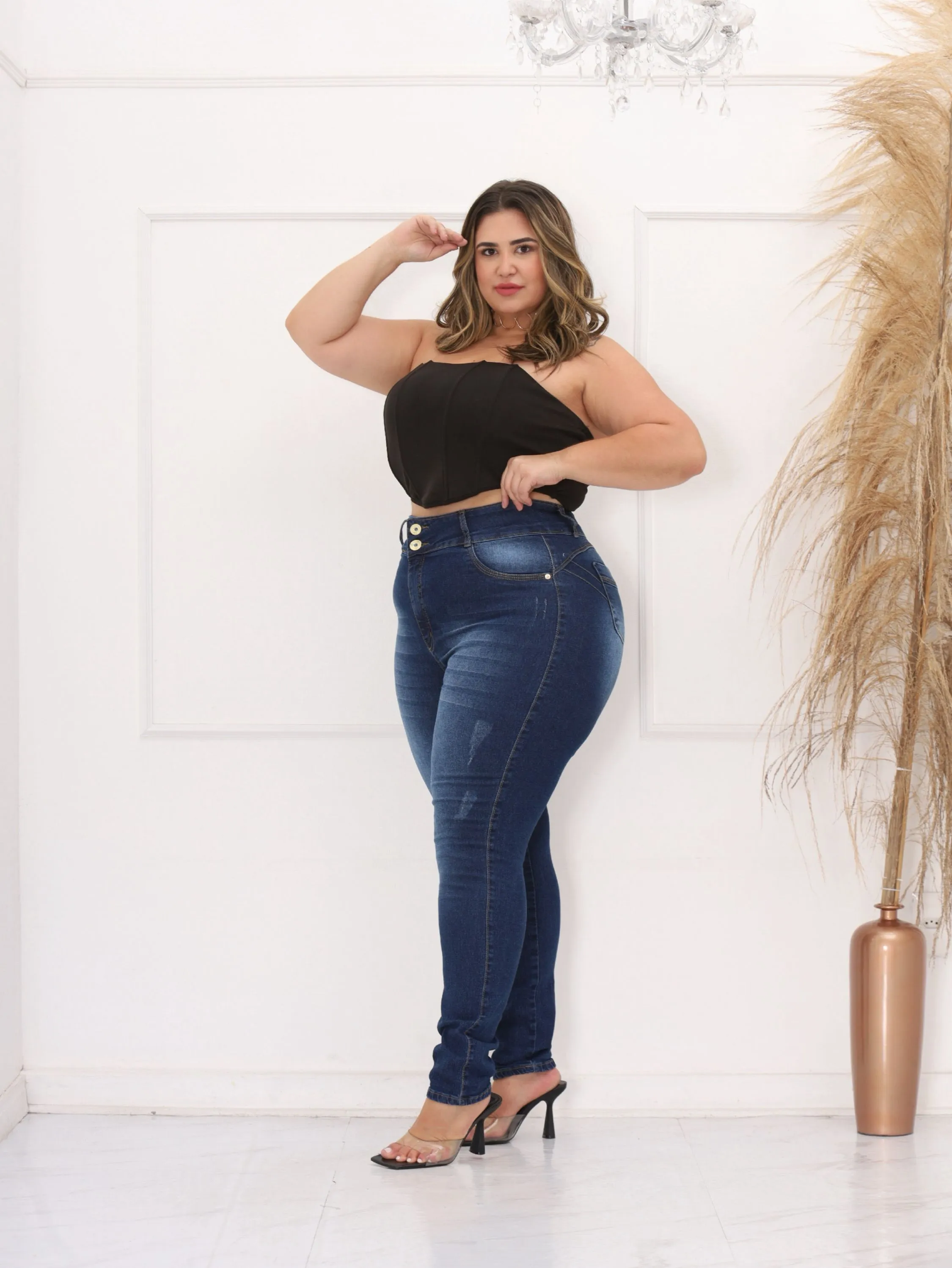 Calças jeans Plus size feminina cintura alta ref : 1795