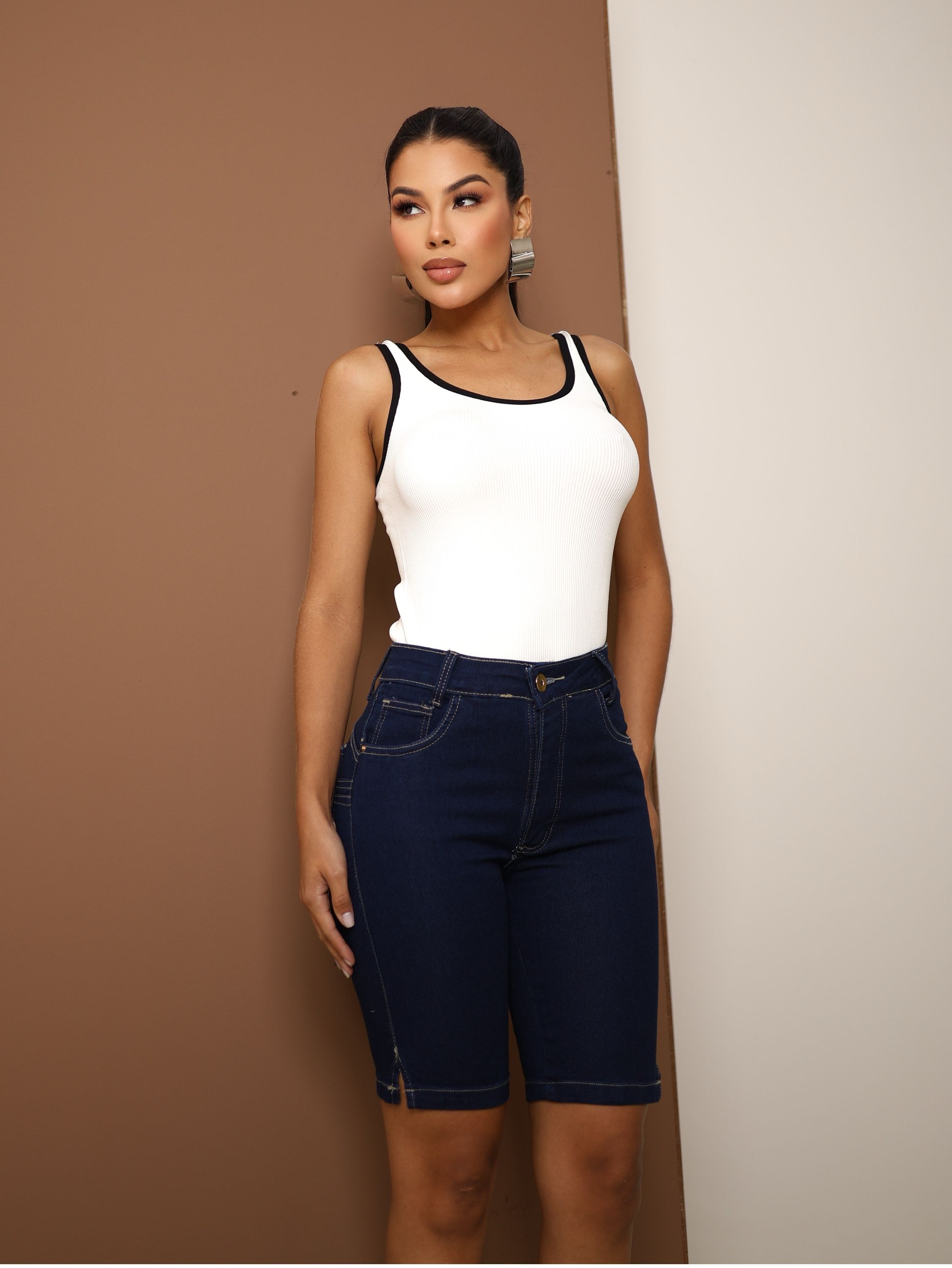 Bermuda jeans feminina