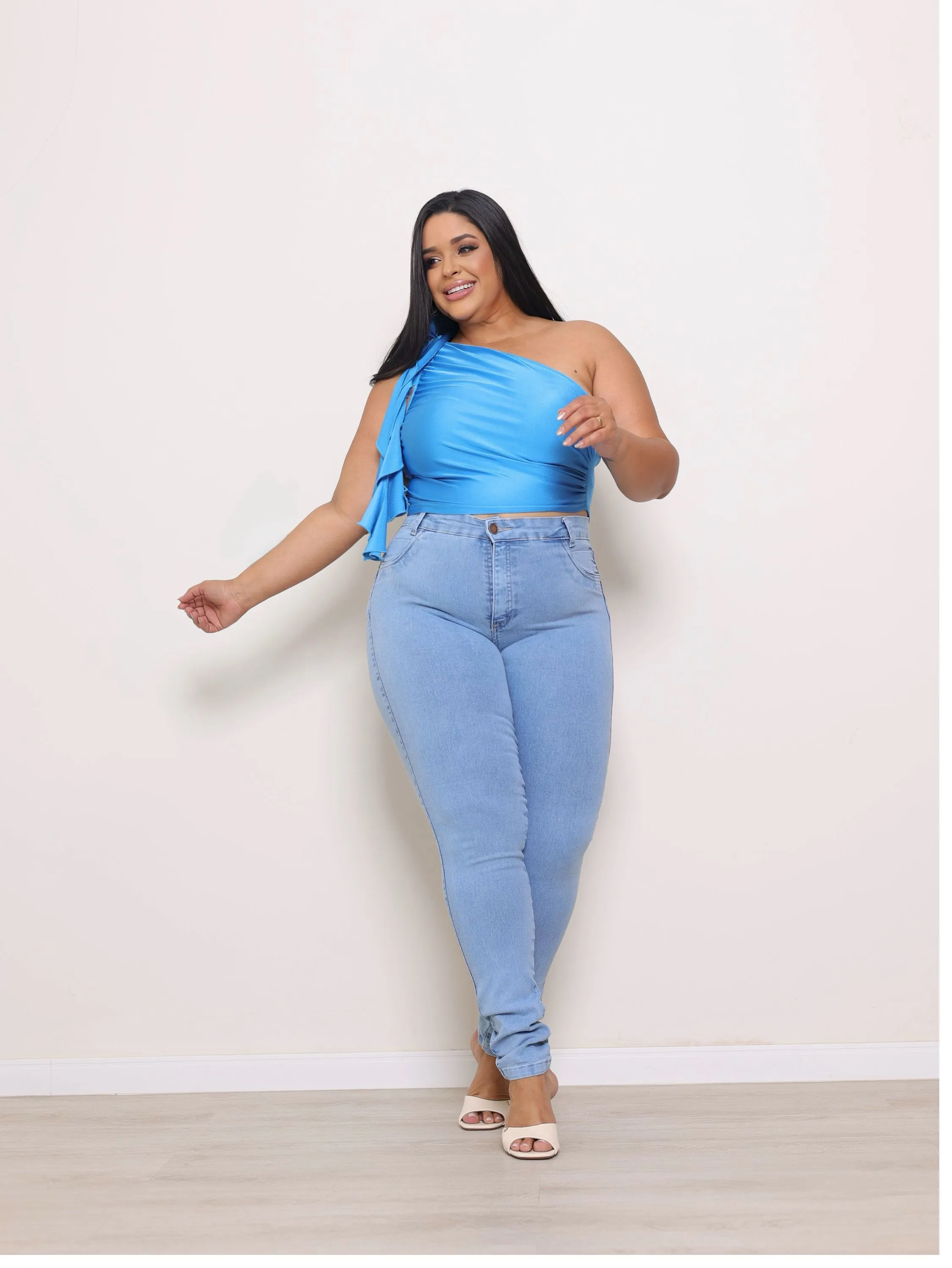Calça skinny jeans feminina plus size