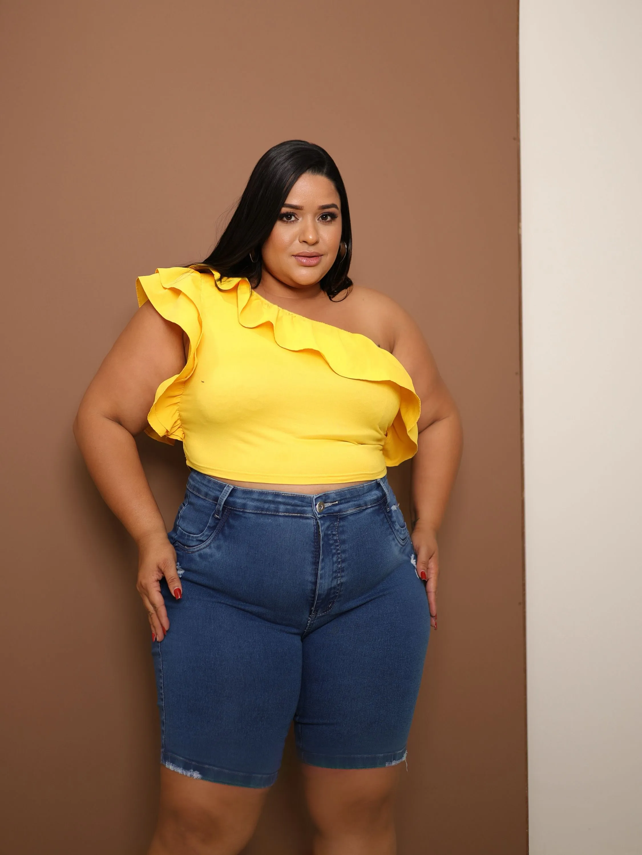 Bermuda jeans feminina plus size