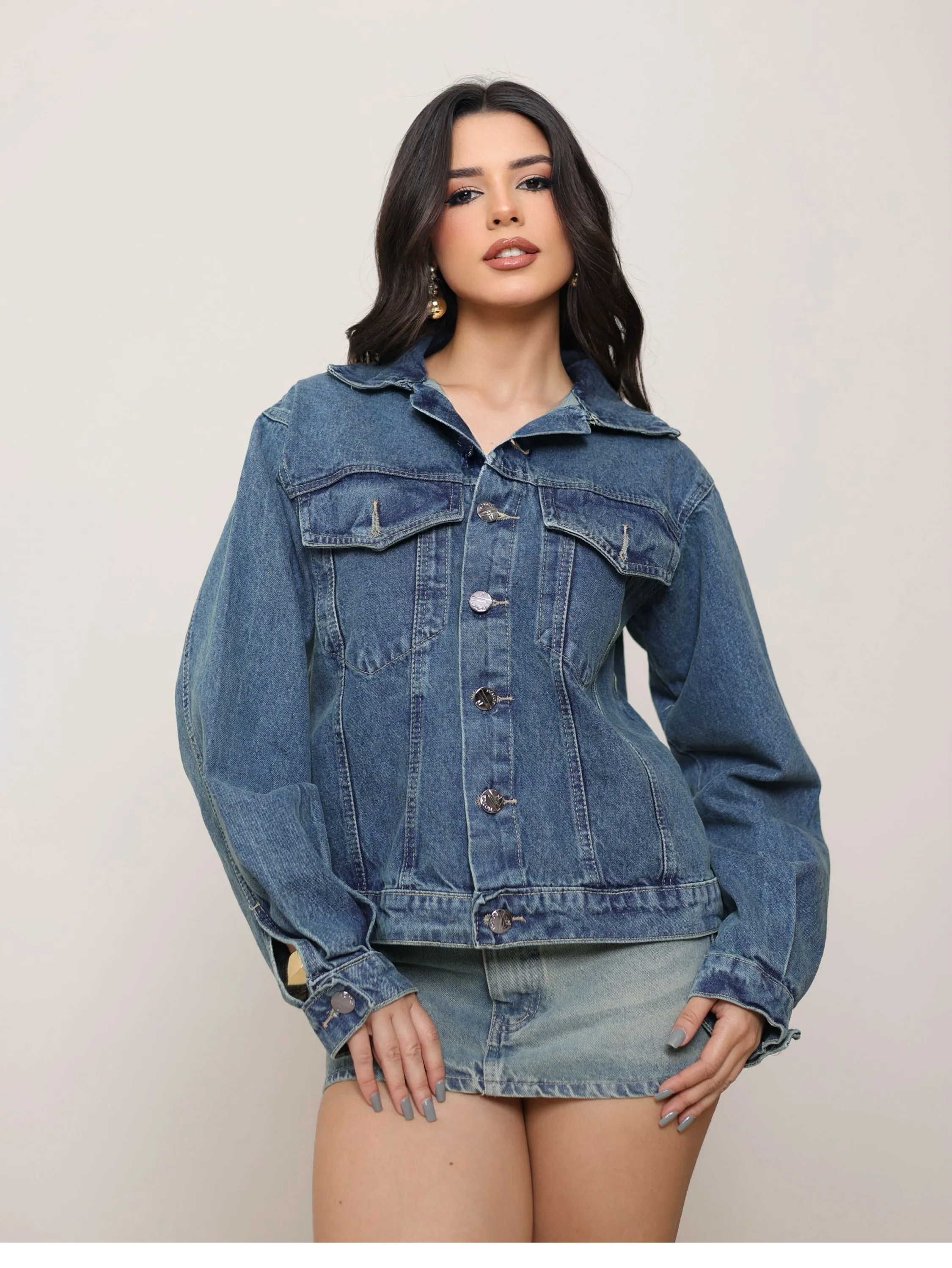 Jaqueta jeans feminina premium