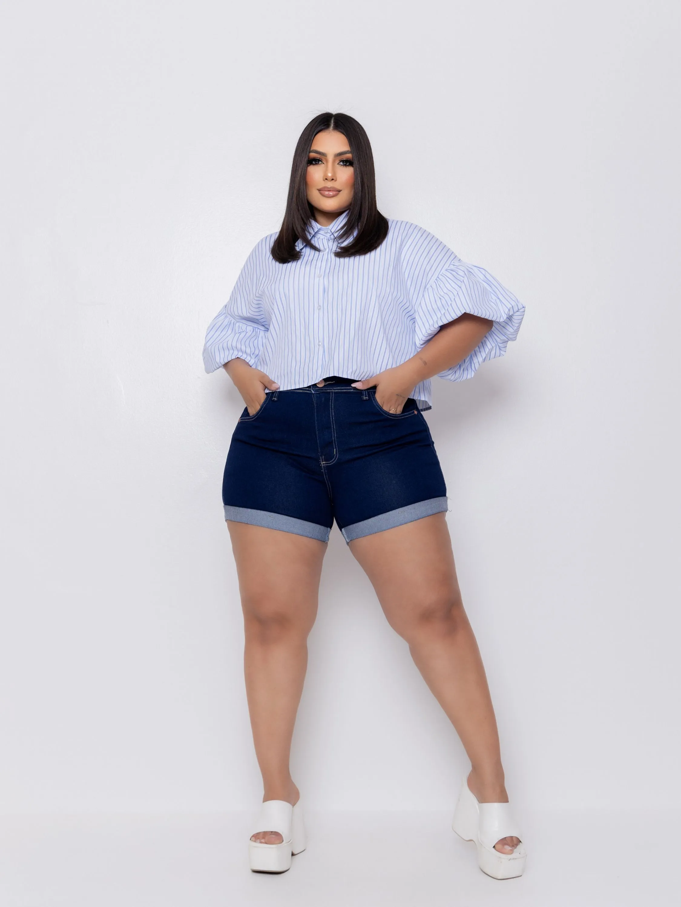 Short jeans feminino plus size