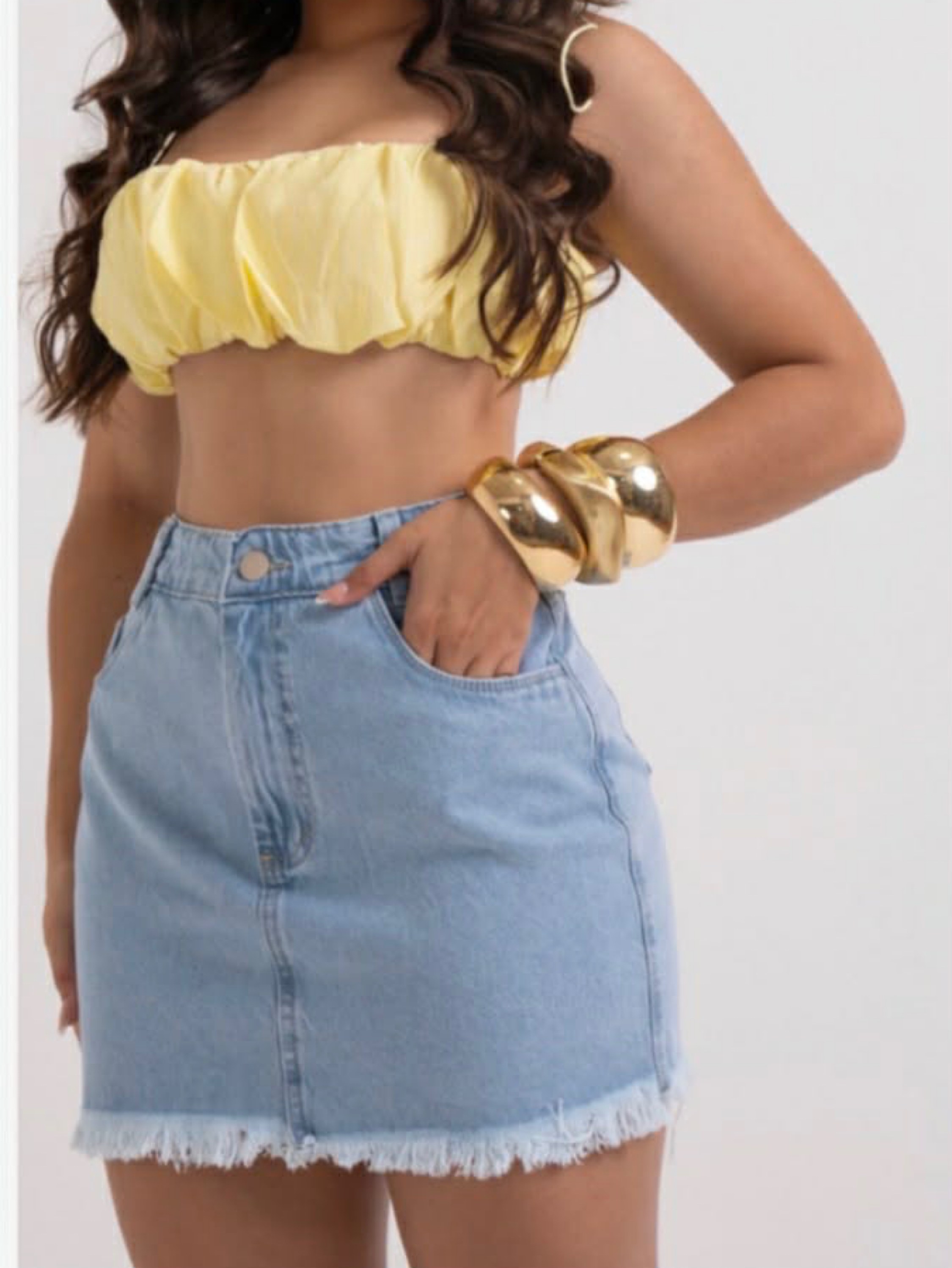 Saia jeans feminina