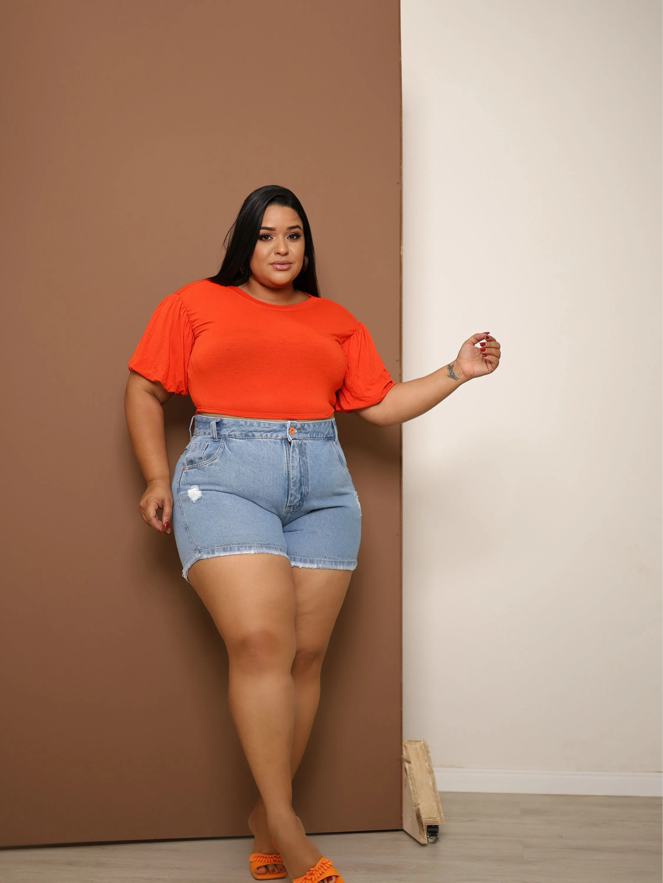 Short jeans feminino plus size