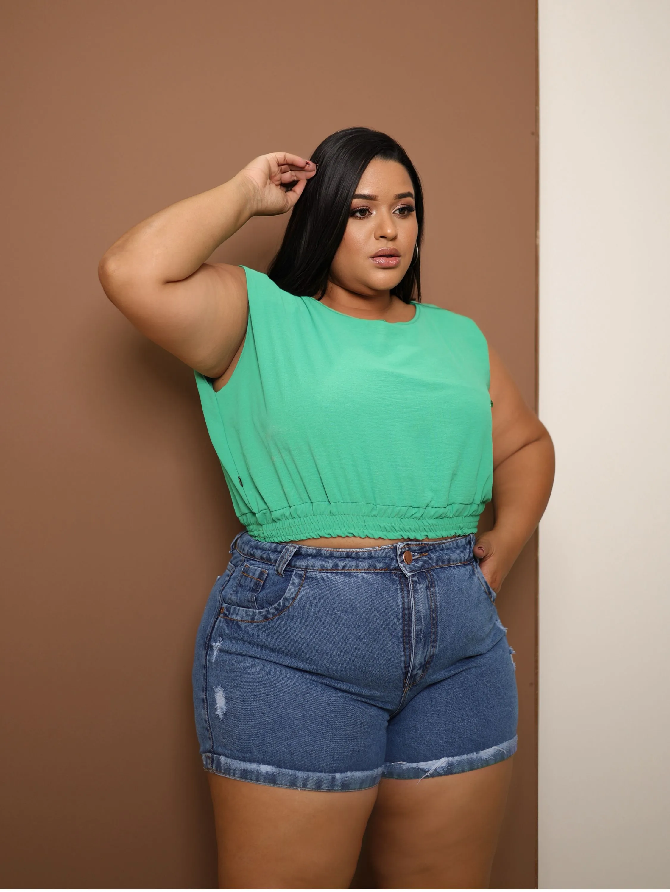 Short jeans feminino plus size