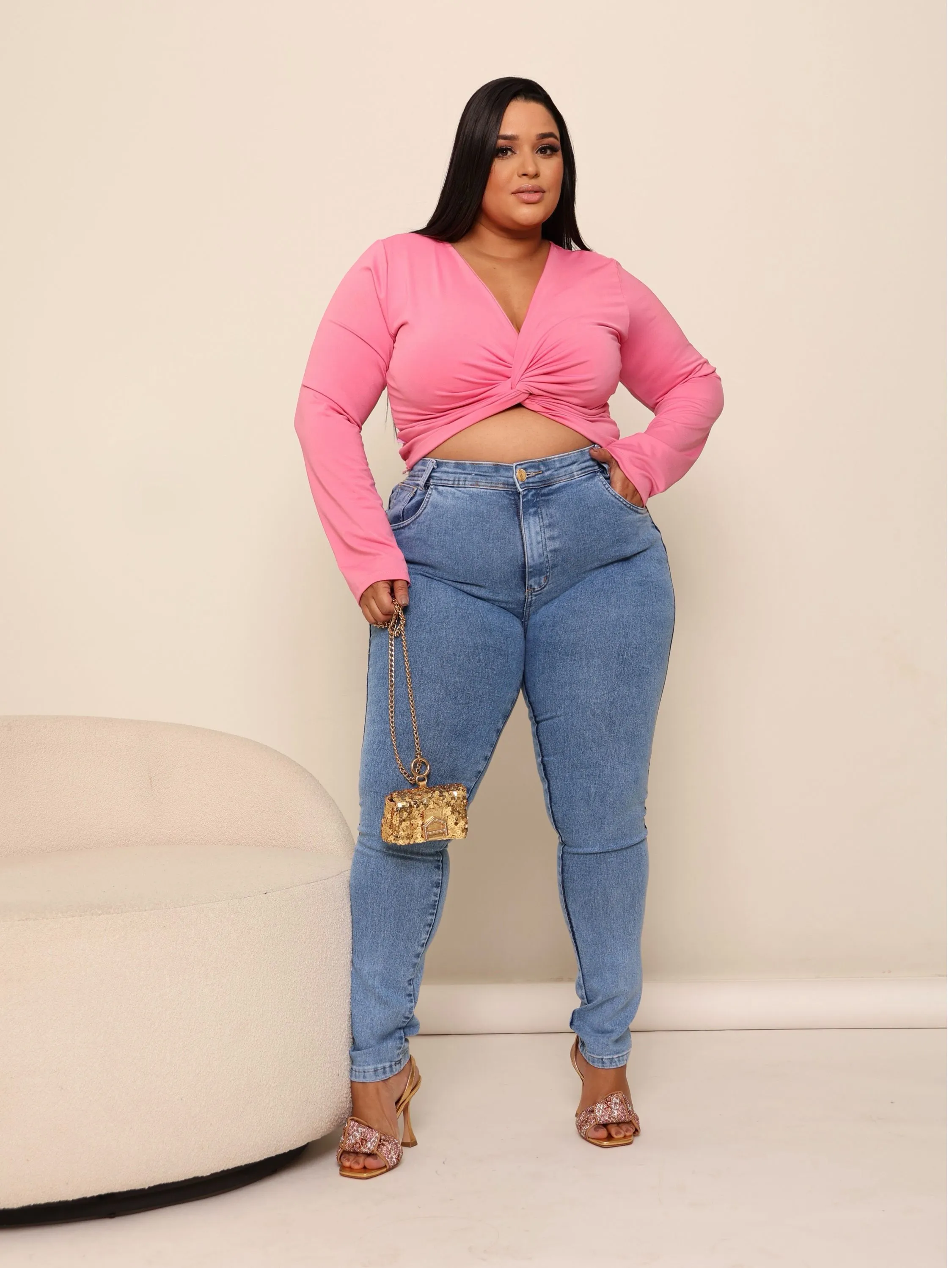 Calça skinny jeans feminina plus size