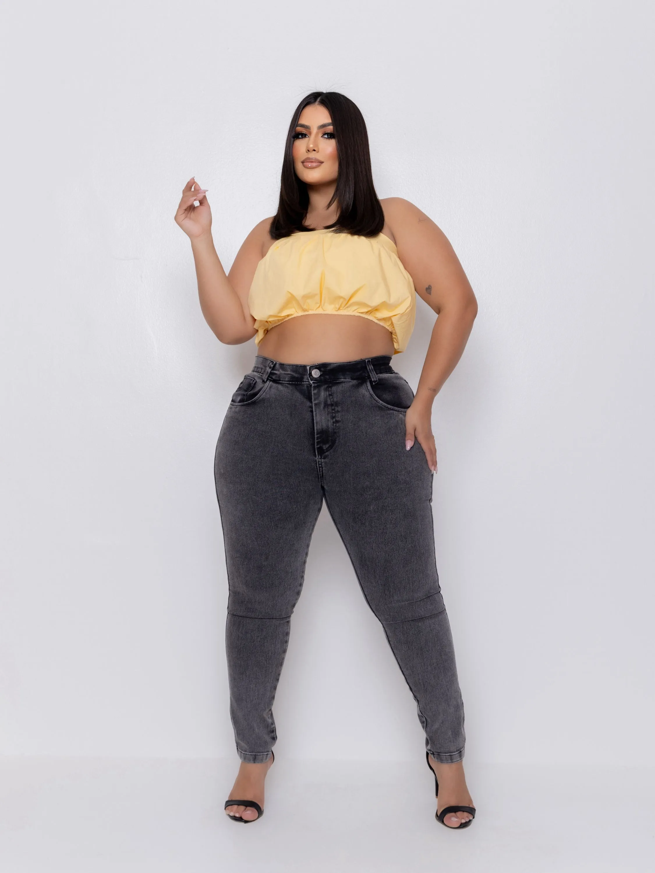 Calça skinny jeans feminina plus size