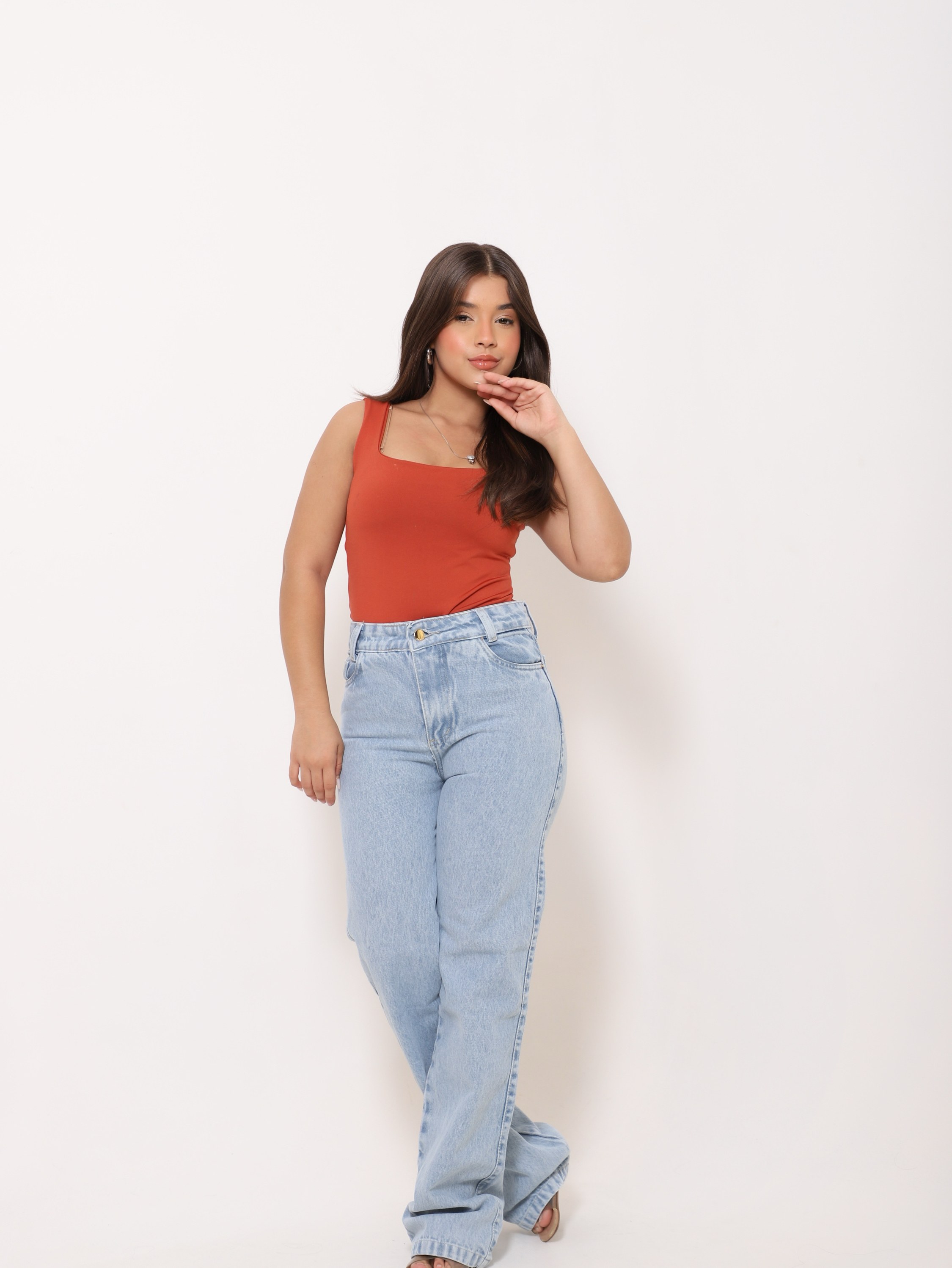 Calça wide leg jeans infantil