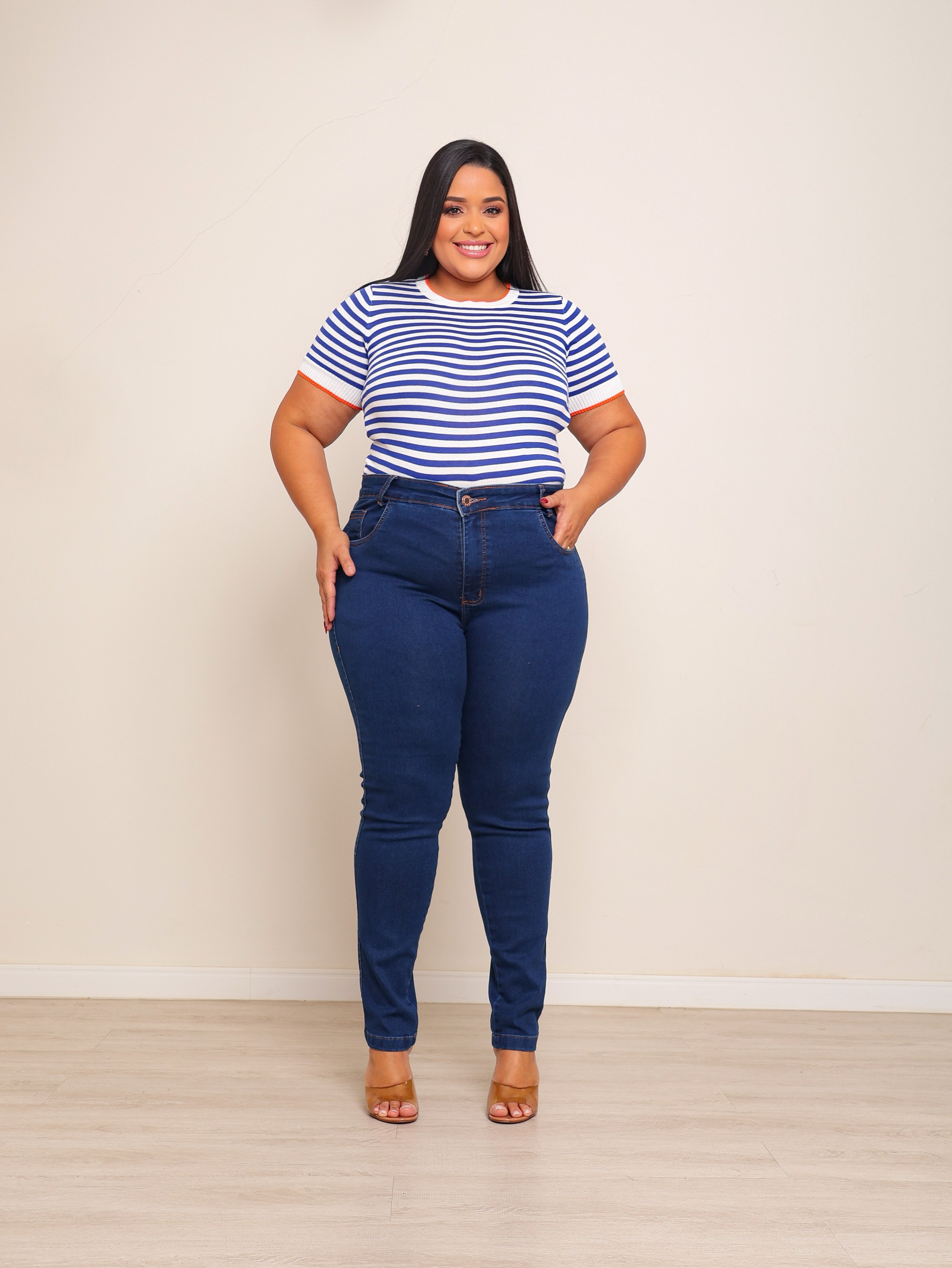 Calça skinny jeans feminina plus size