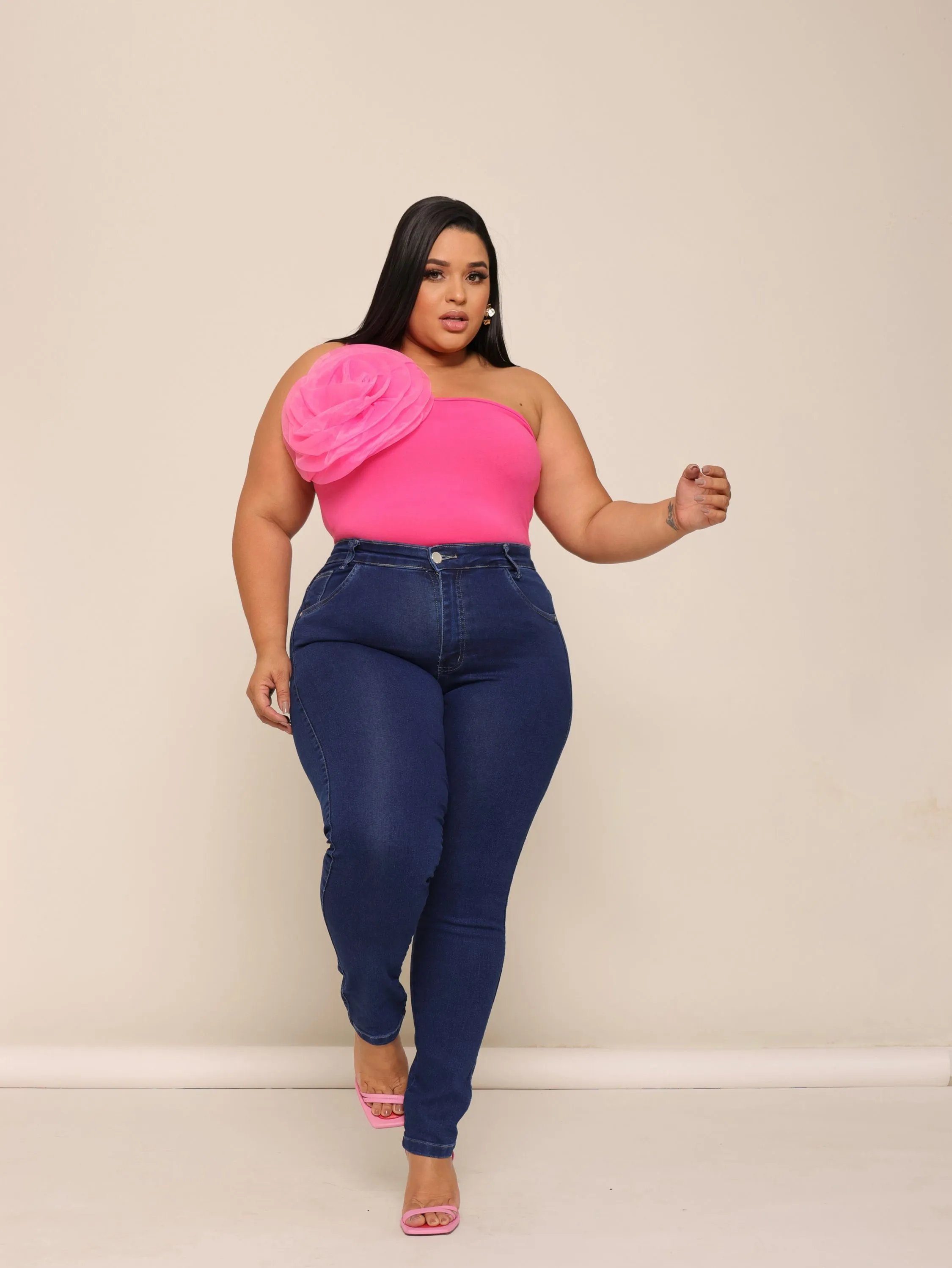 Calça skinny jeans feminina plus size