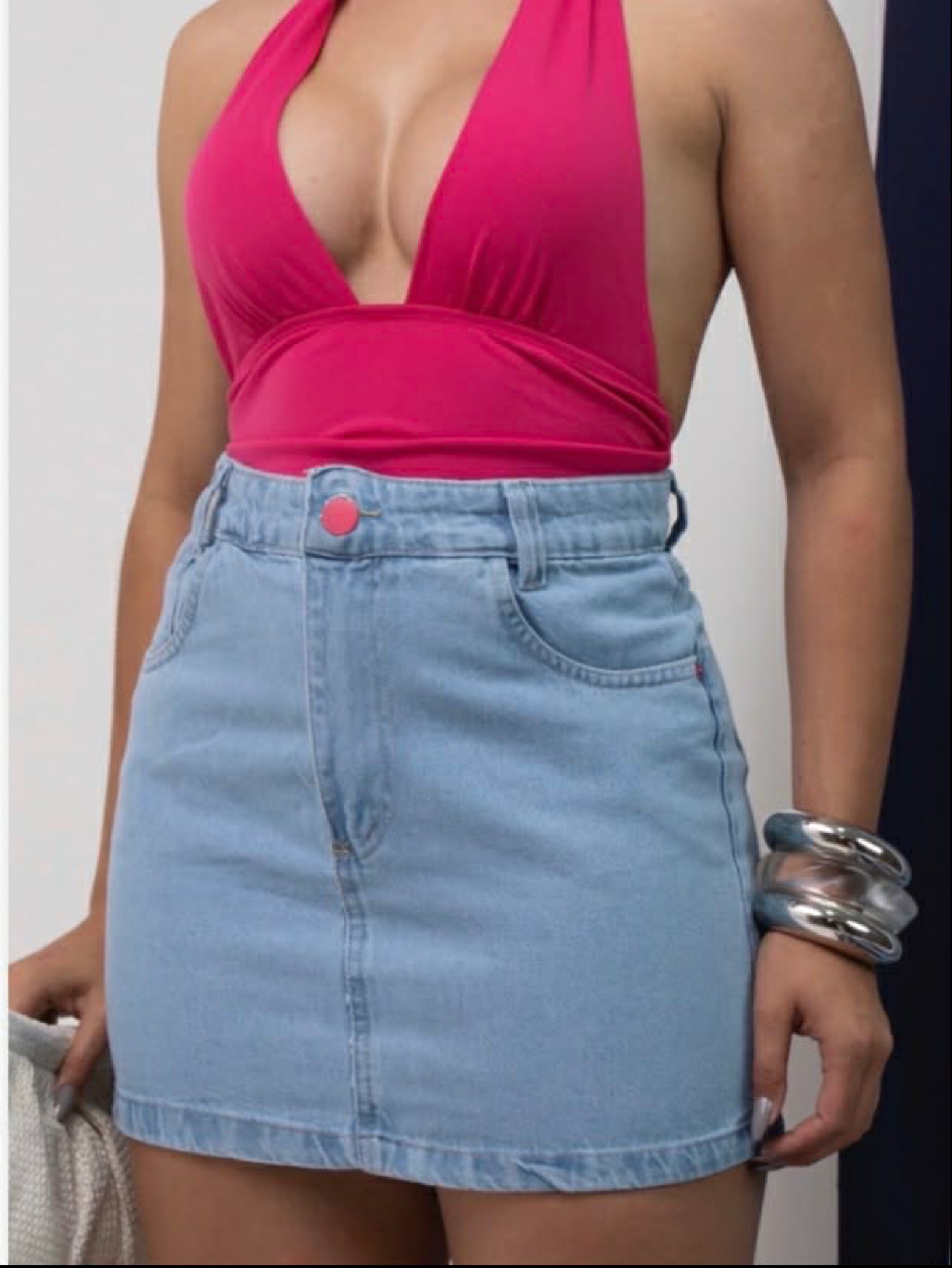 Saia jeans feminina