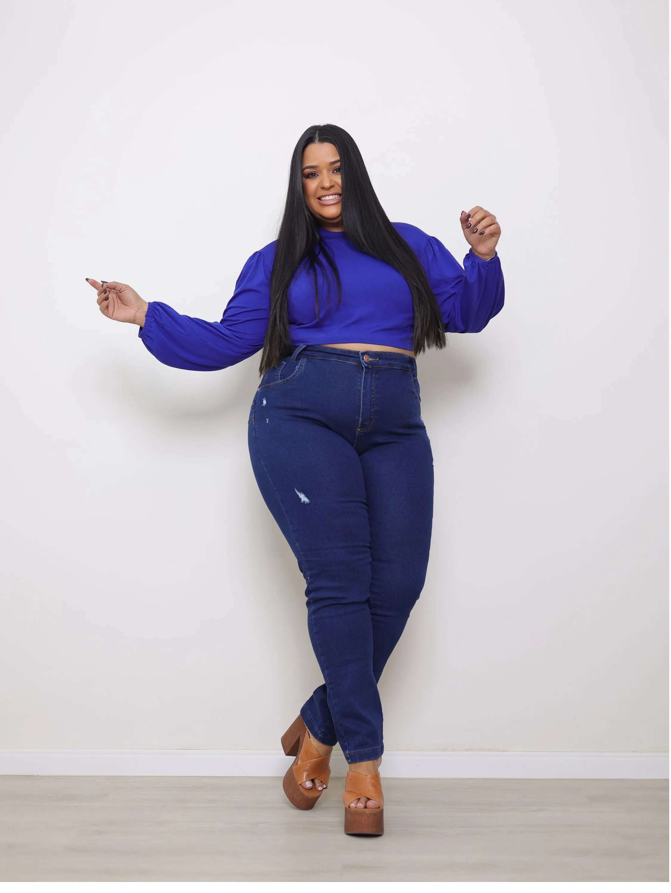 Calça skinny jeans feminina plus size