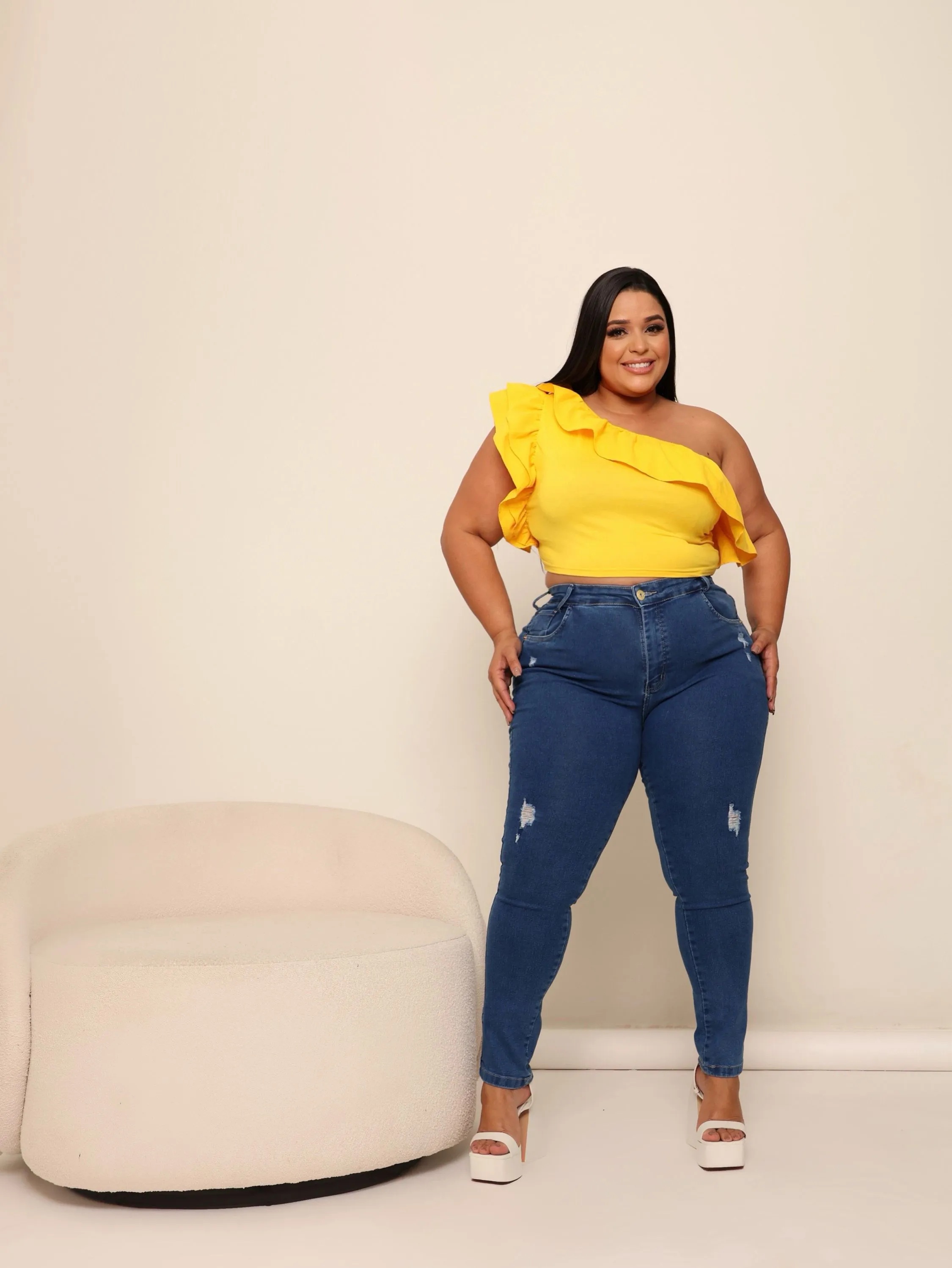 Calça skinny jeans feminina plus size