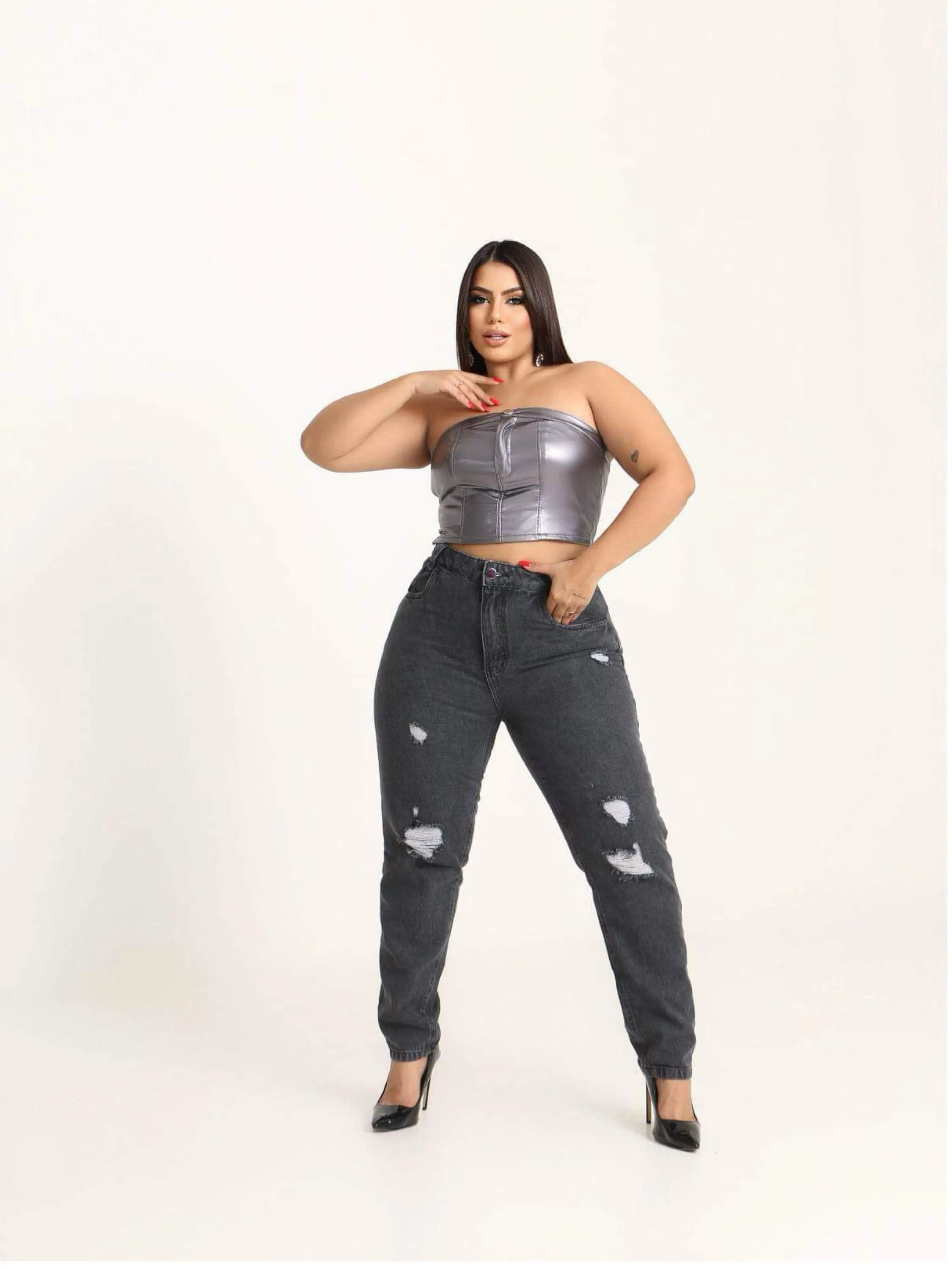 Calça mom jeans feminina plus size