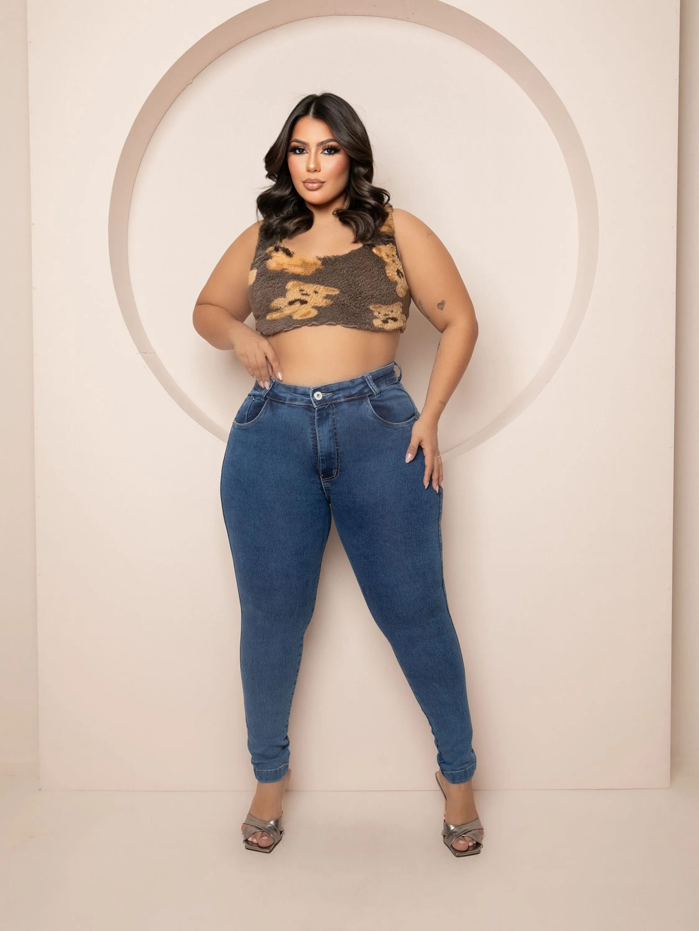 Calça skinny jeans feminina plus size