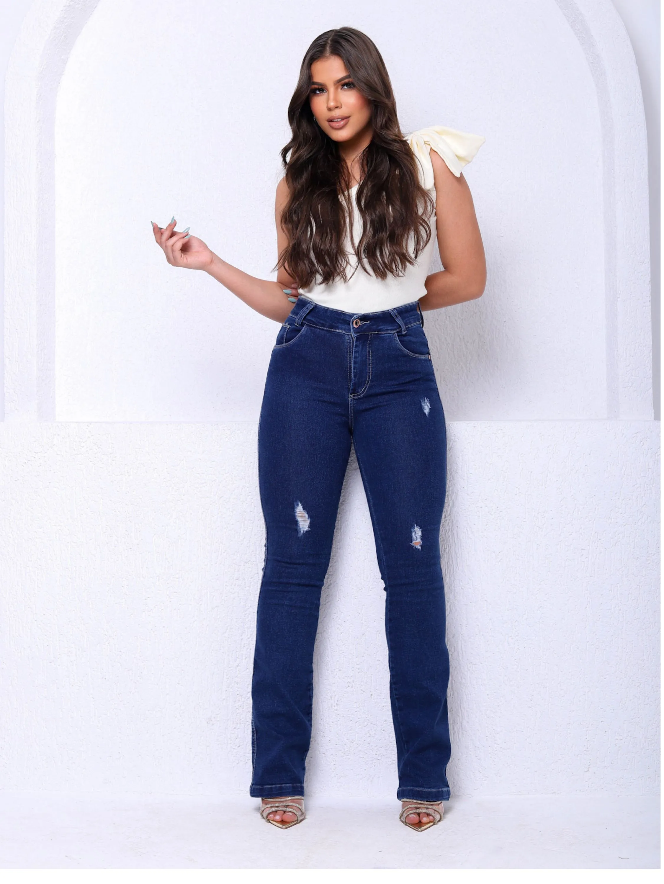 Calça flare jeans feminina ,