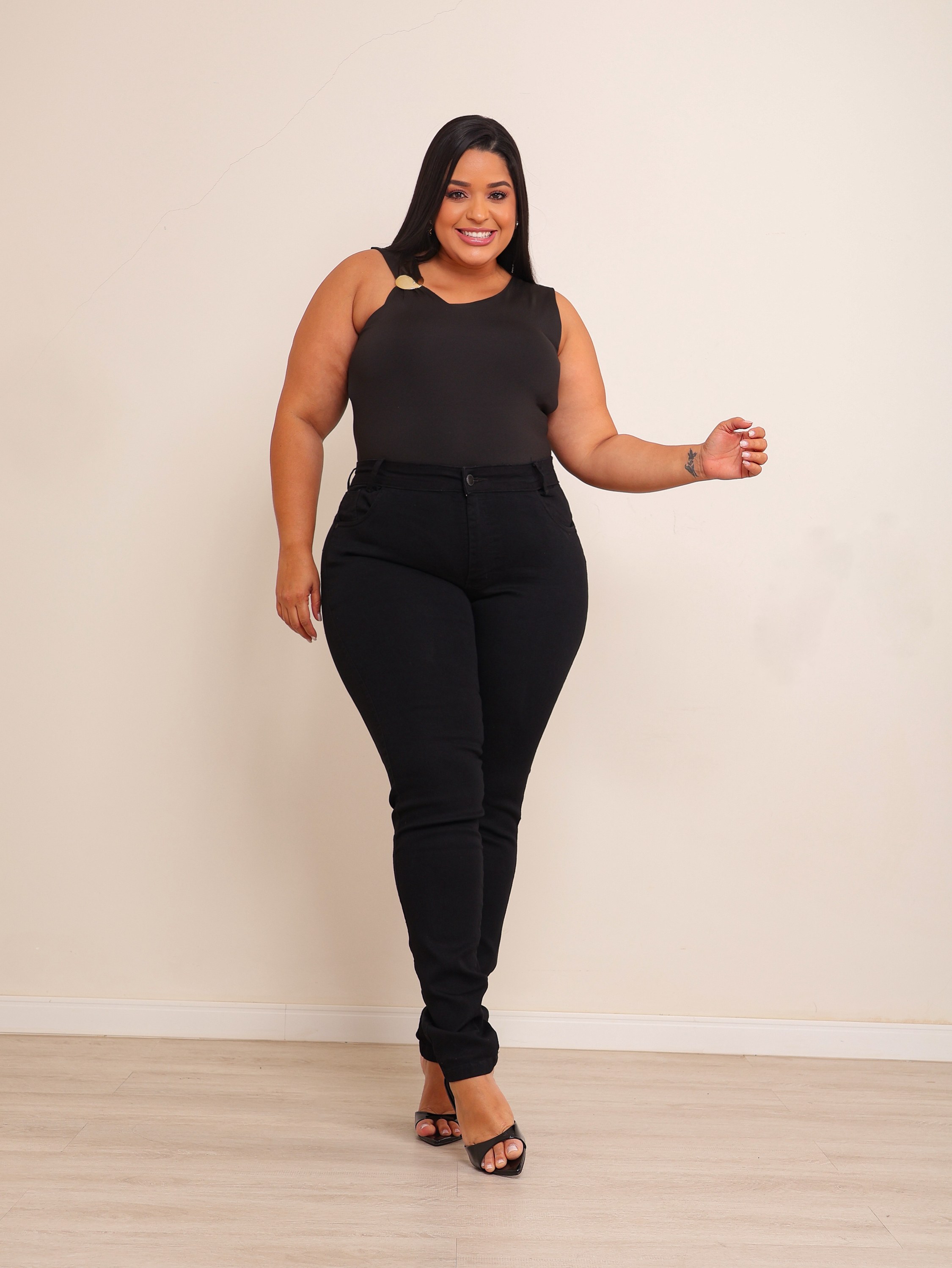 Calça skinny jeans feminina plus size