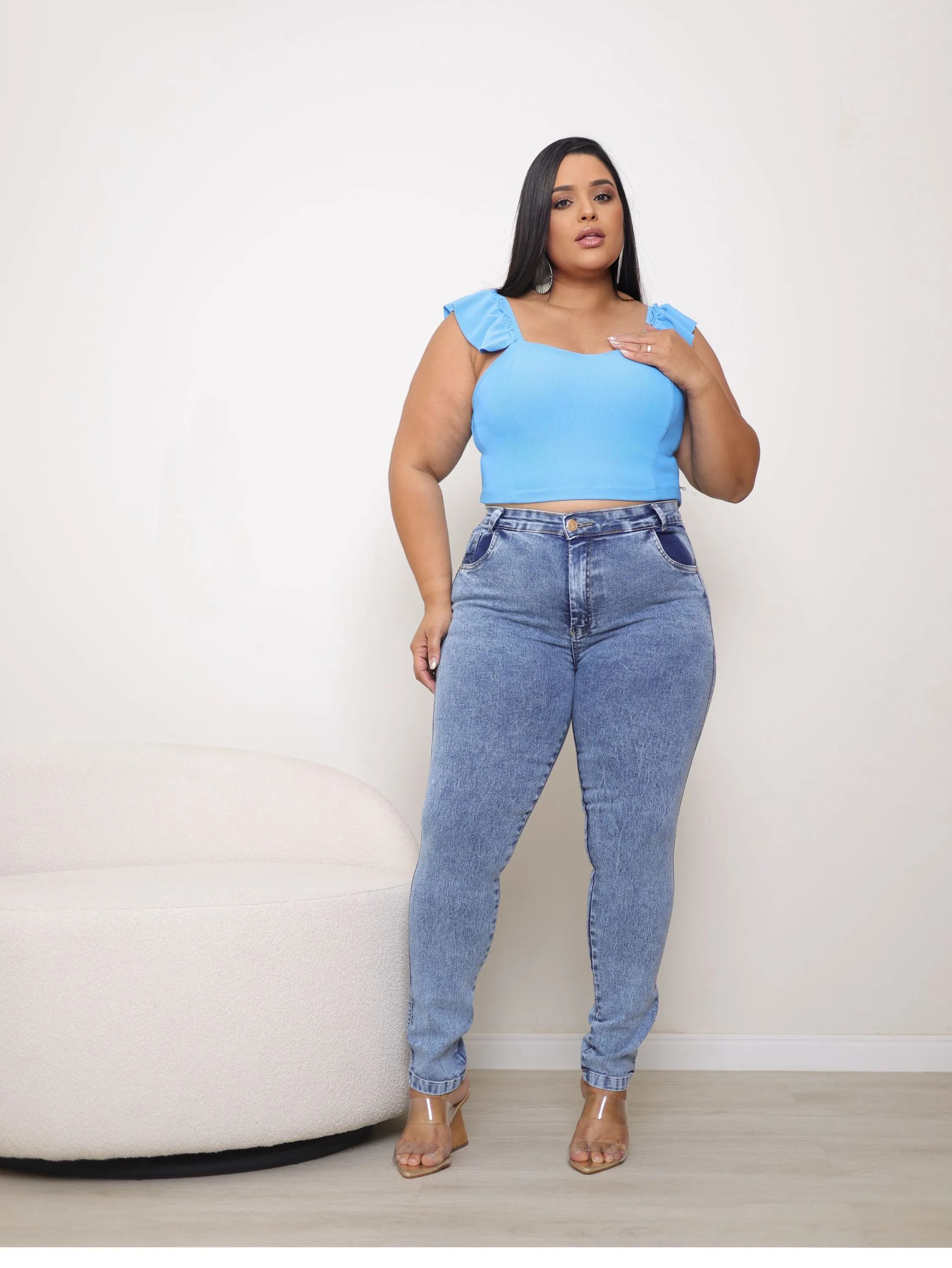 Calça skinny jeans feminina plus size