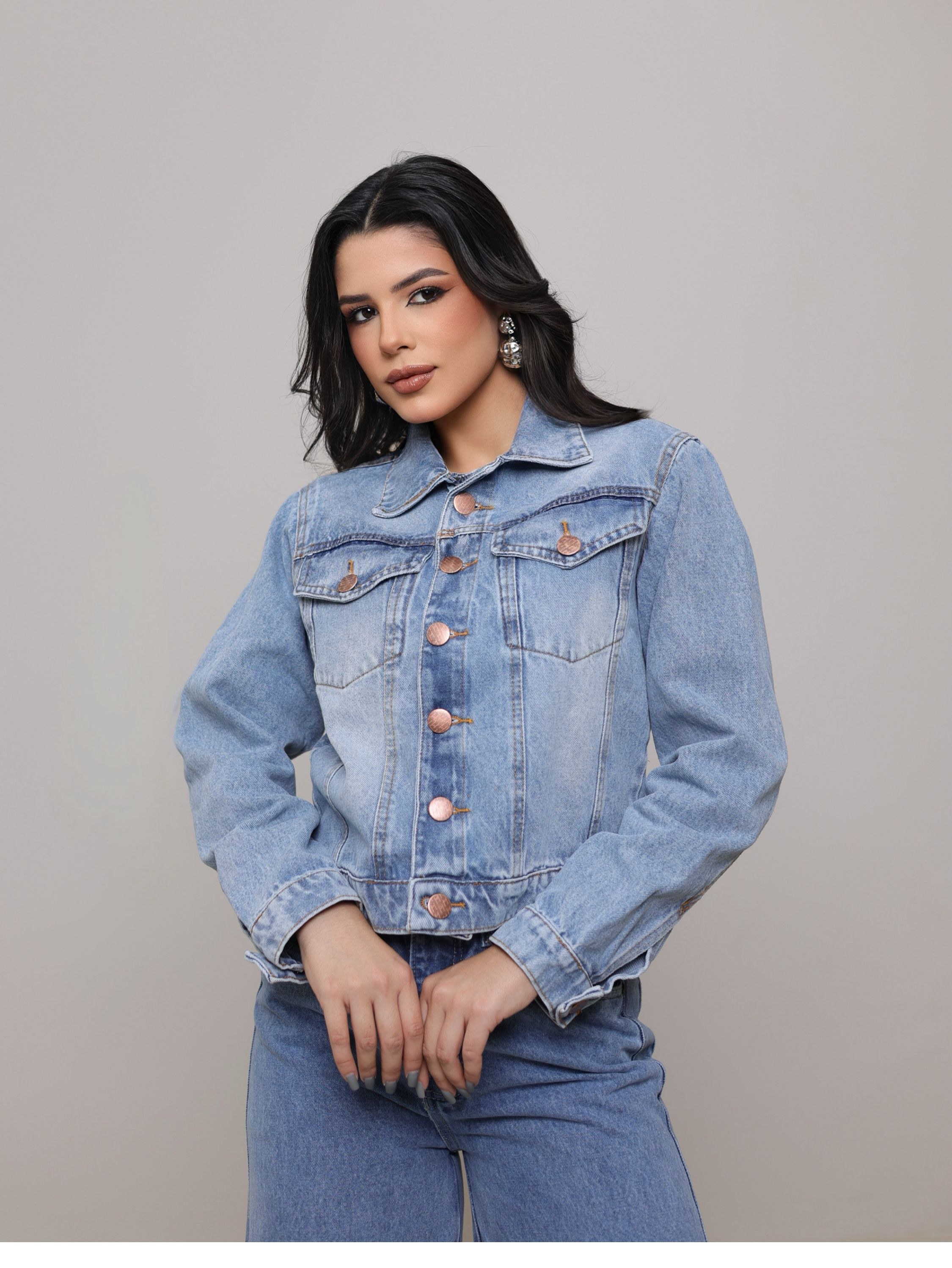 Jaqueta jeans feminina premium