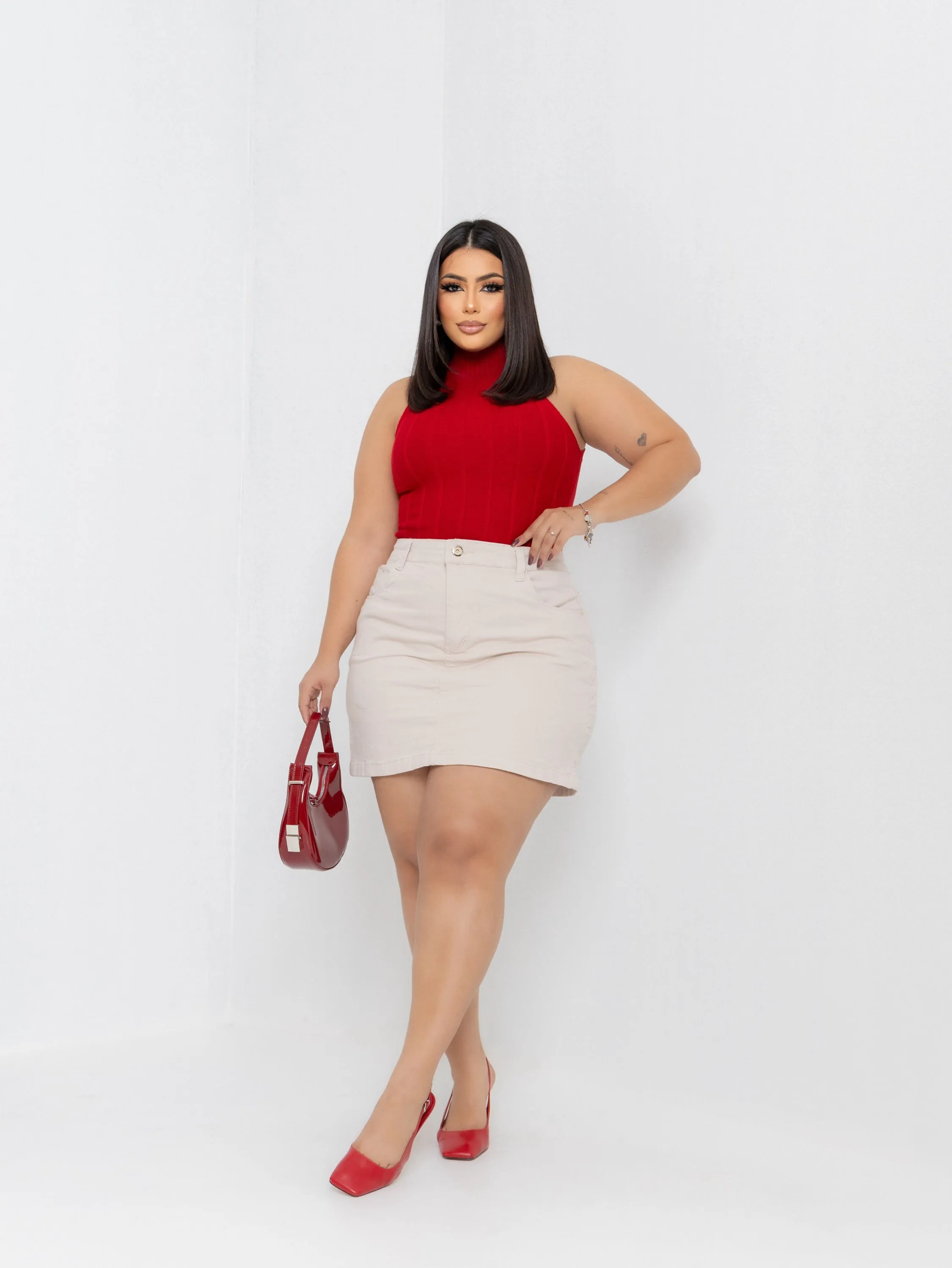 Saia bege feminina plus size