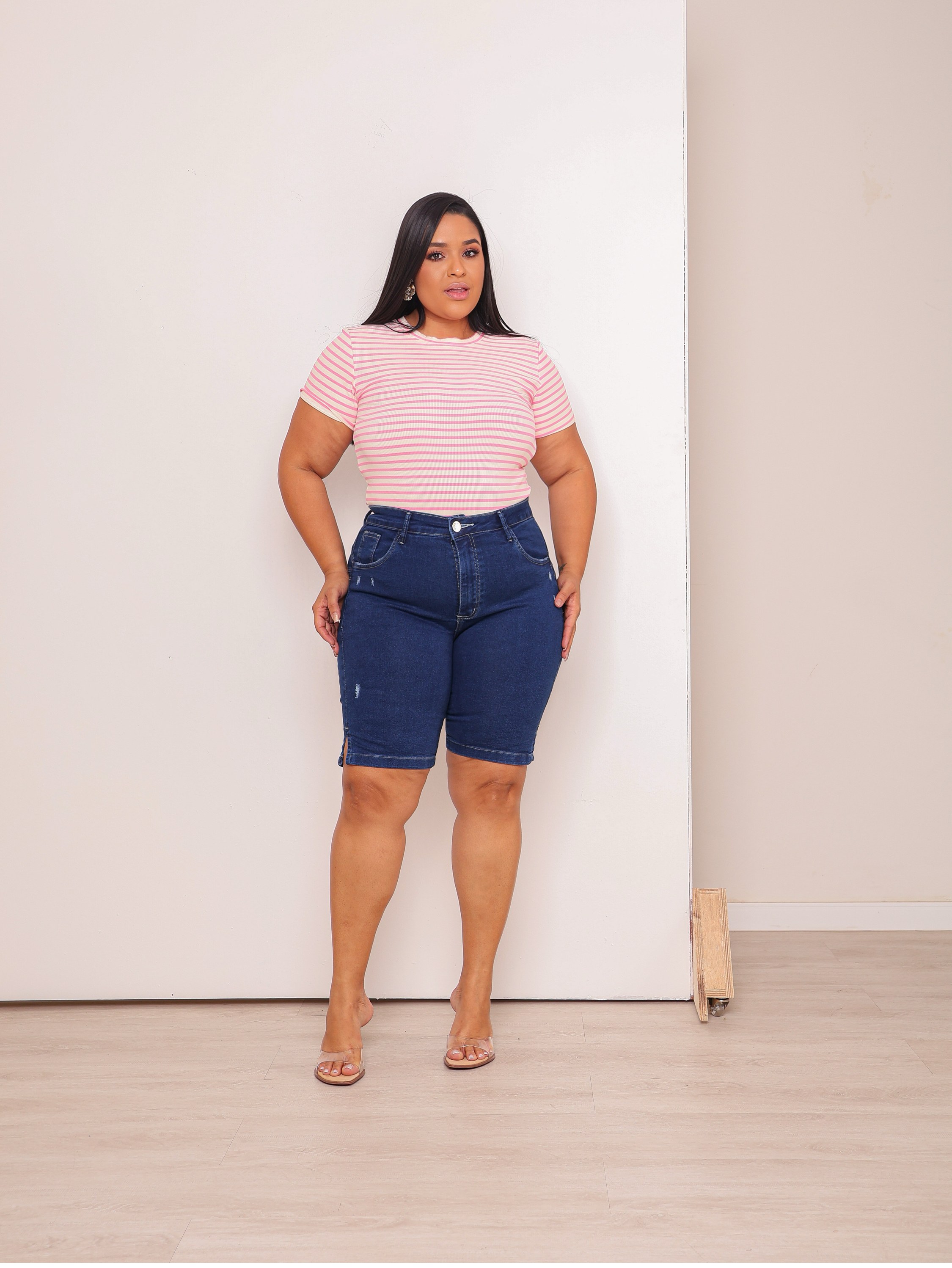Bermuda jeans feminina plus size