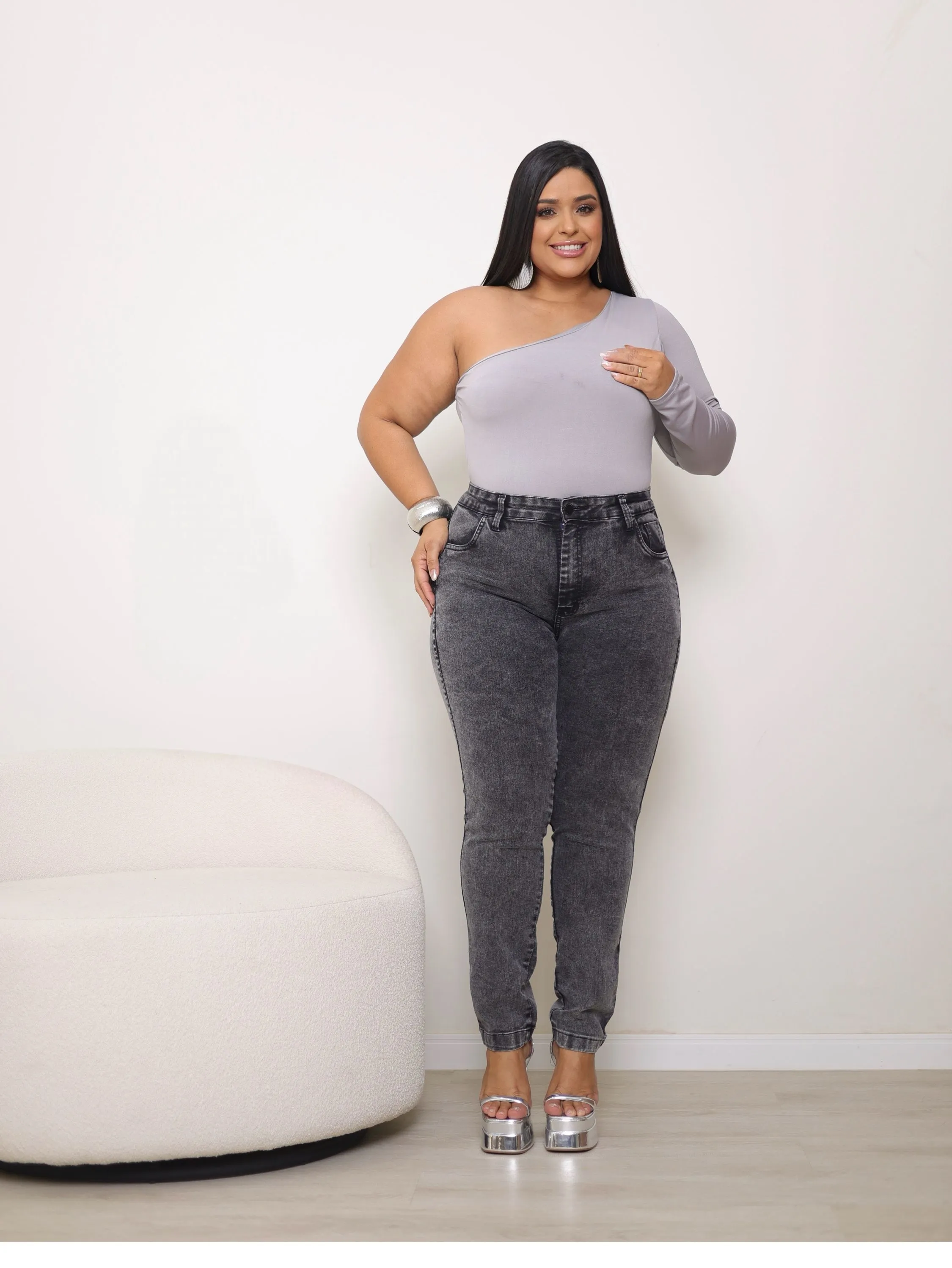 Calça skinny jeans feminina plus size