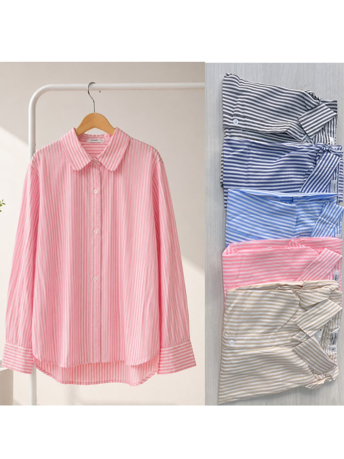 Camisa listrads manga longa oversize importado